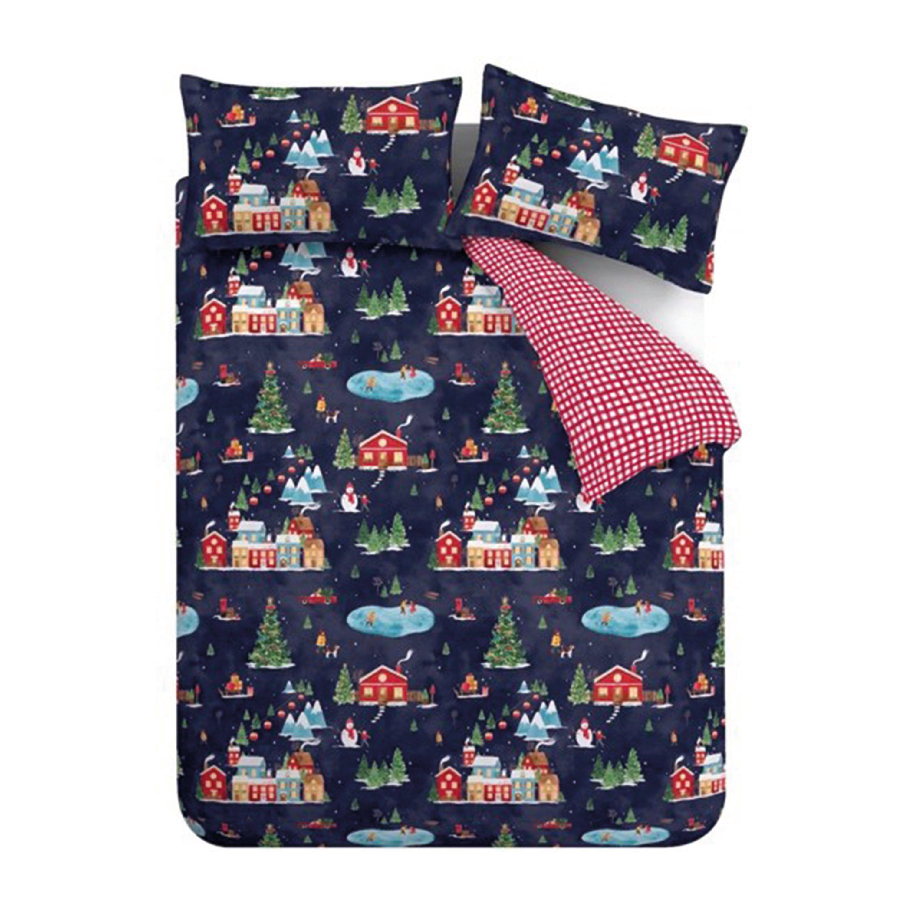 Blue - Catherine Lansfield - Christmas Ski Village Reversible Duvet Cover Set - 5