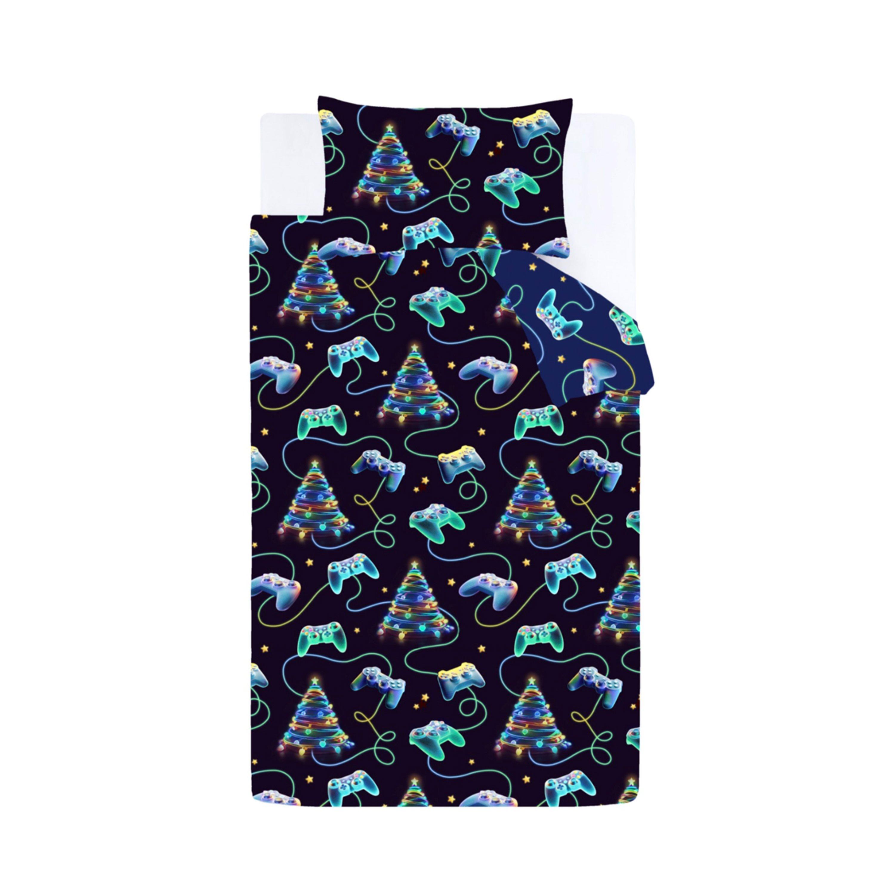 Navy Blue - Catherine Lansfield - Christmas Gamer So Soft Reversible Duvet Cover Set - 5