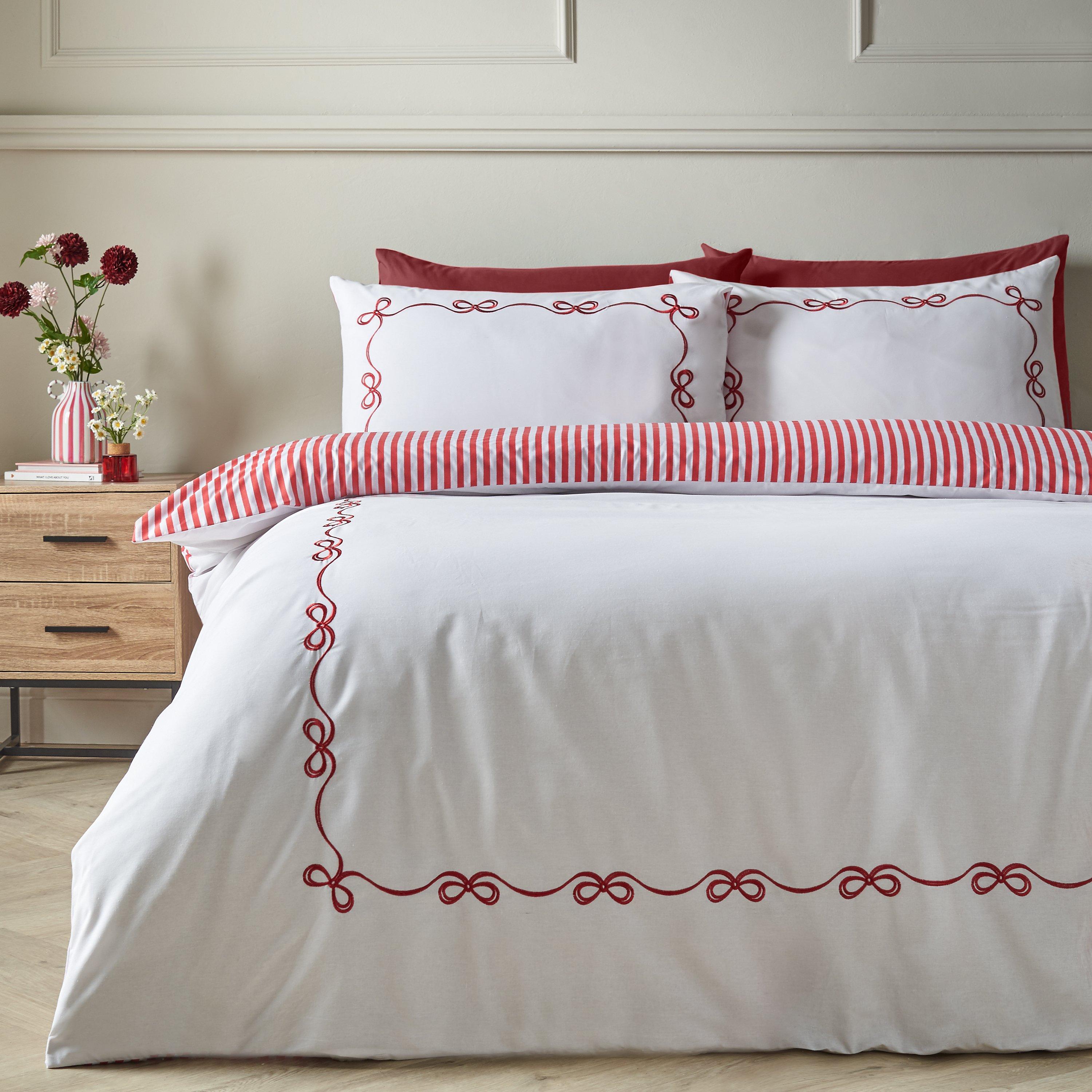 Bow Embroidery Duvet Cover Set