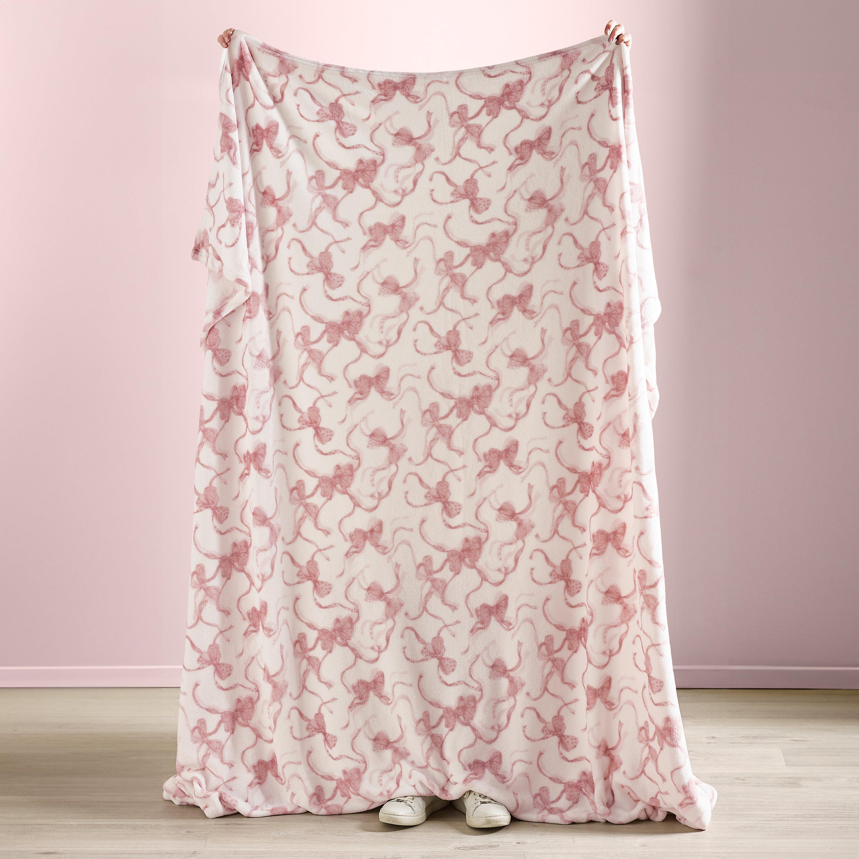 Pink - Catherine Lansfield - Bow Cosy Fleece Oversized Blanket Throw - 3