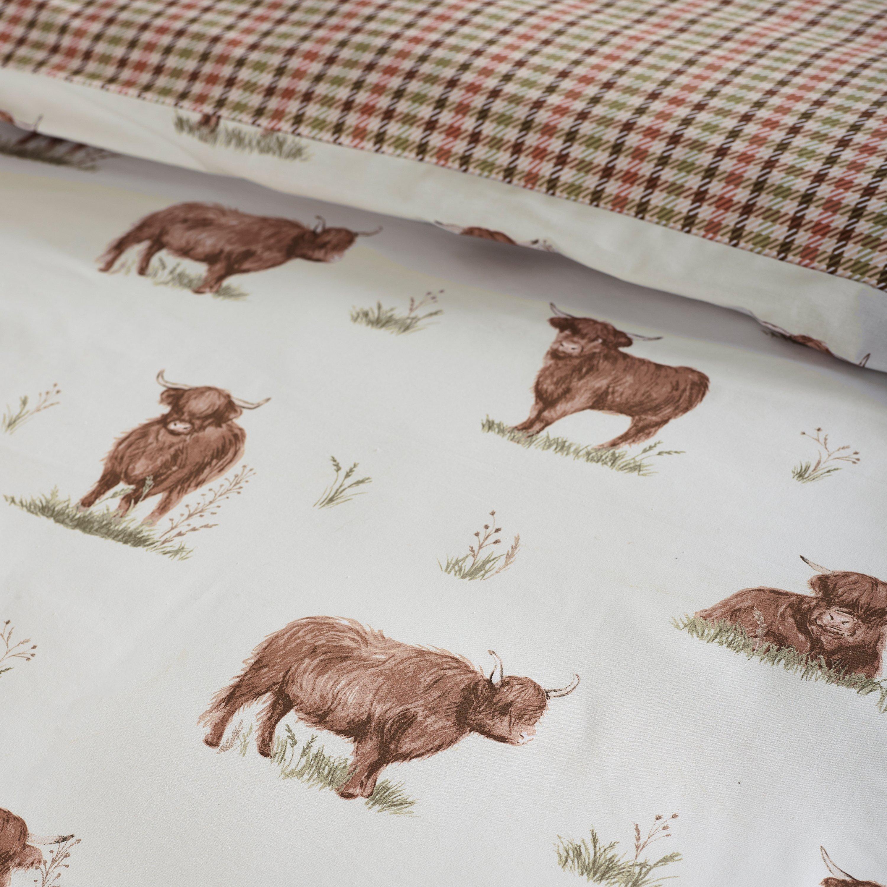 Natural - Catherine Lansfield - Angus Highland Cow Reversible Duvet Cover Set - 4