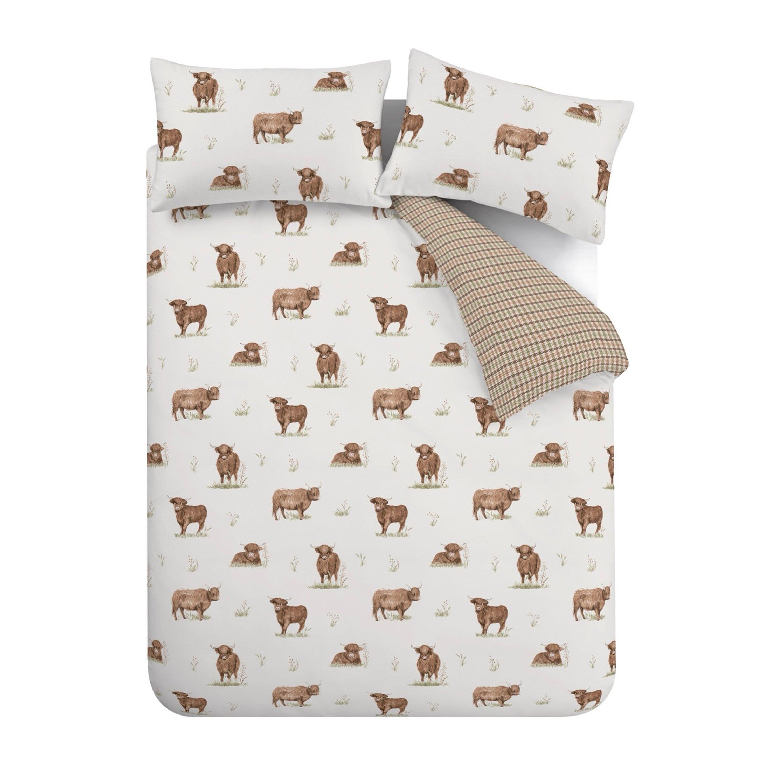 Natural - Catherine Lansfield - Angus Highland Cow Reversible Duvet Cover Set - 5