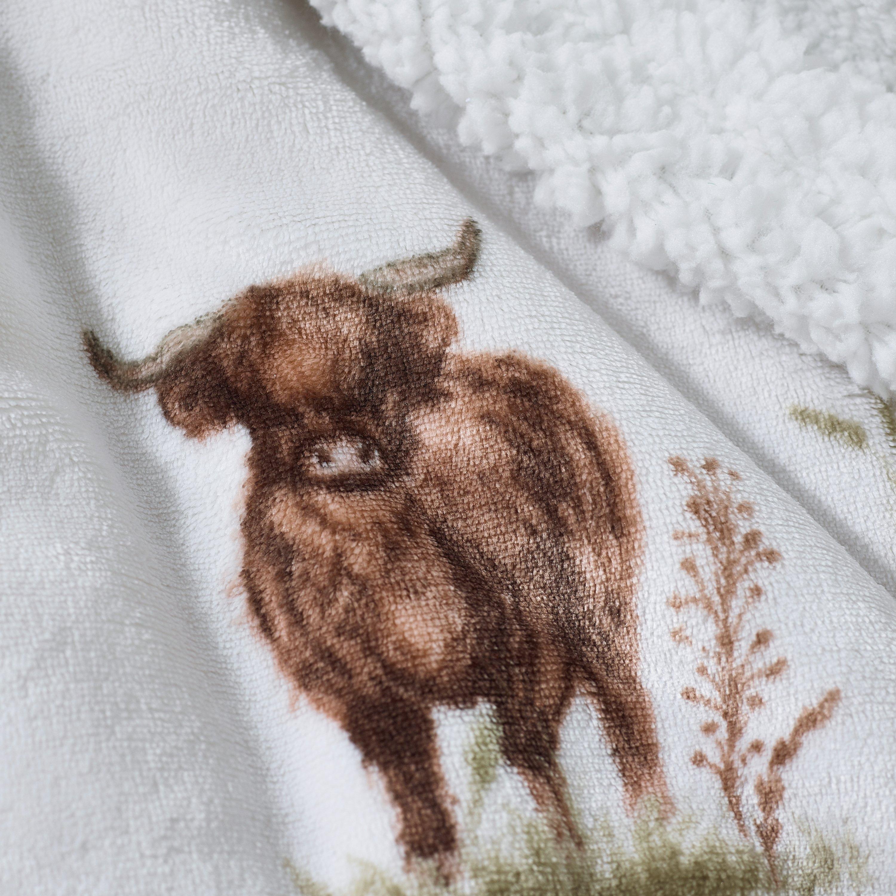 Natural - Catherine Lansfield - Angus Highland Cow Cosy Fleece Blanket Throw - 2