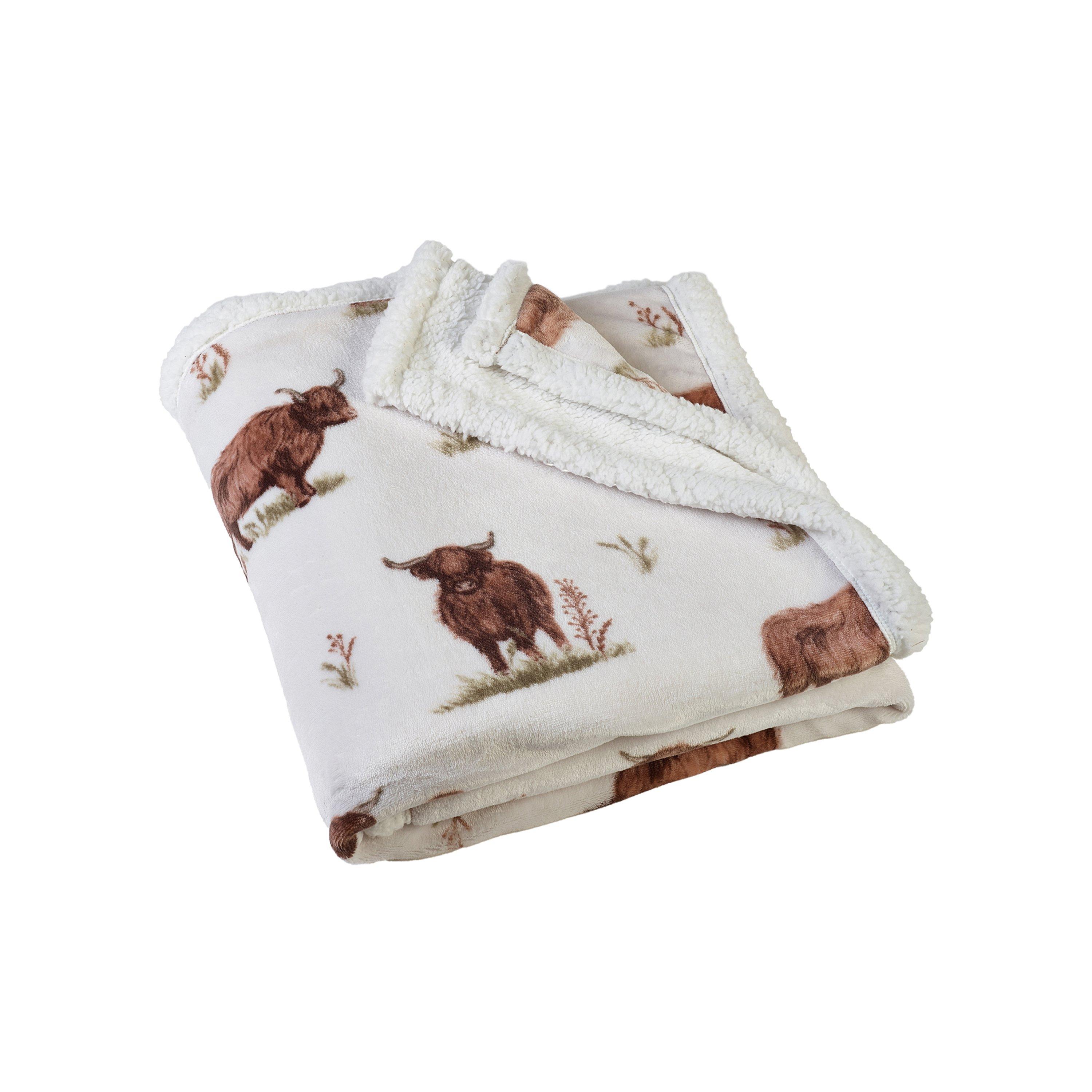 Natural - Catherine Lansfield - Angus Highland Cow Cosy Fleece Blanket Throw - 4