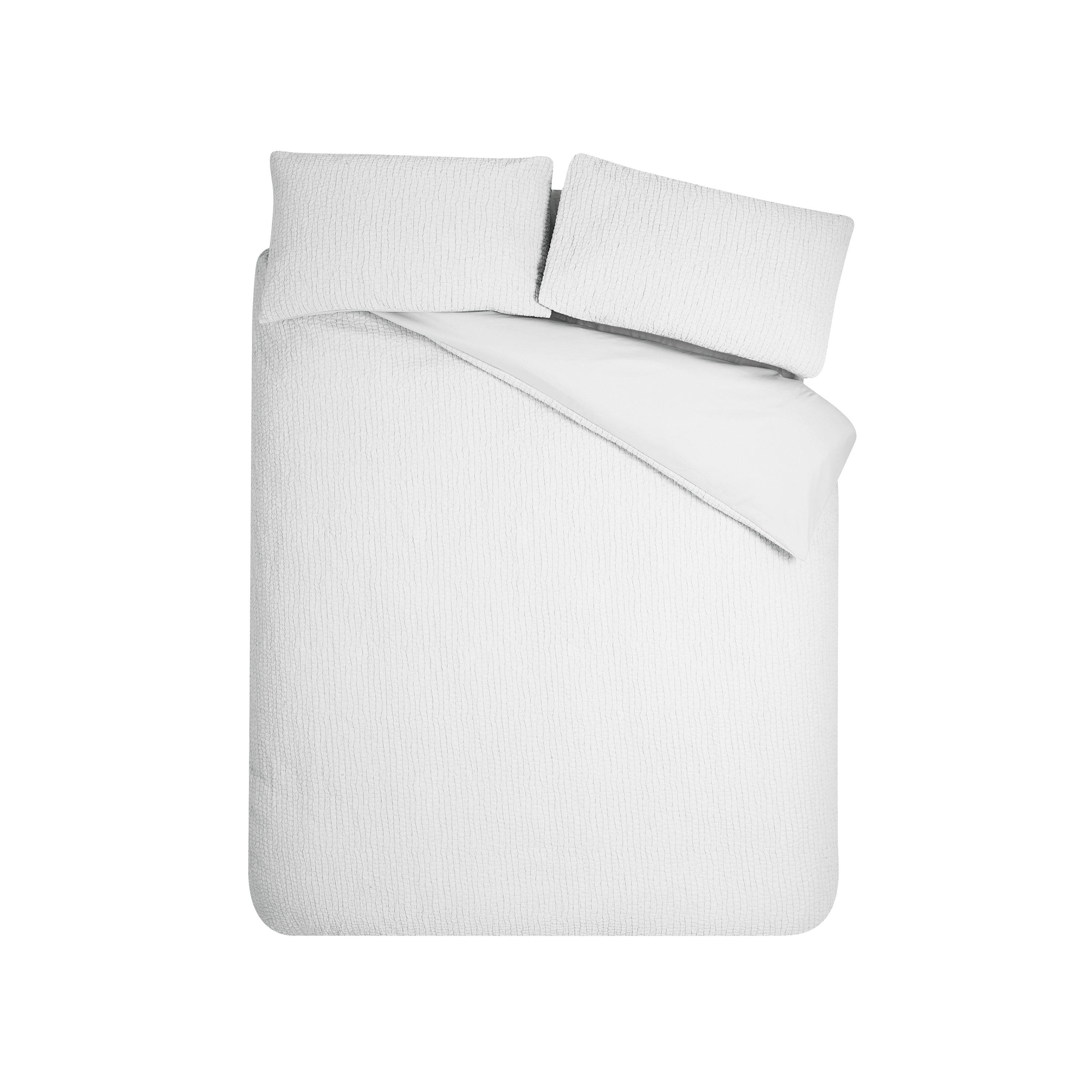 White - Catherine Lansfield - Crinkle Seersucker Duvet Cover Set - 5