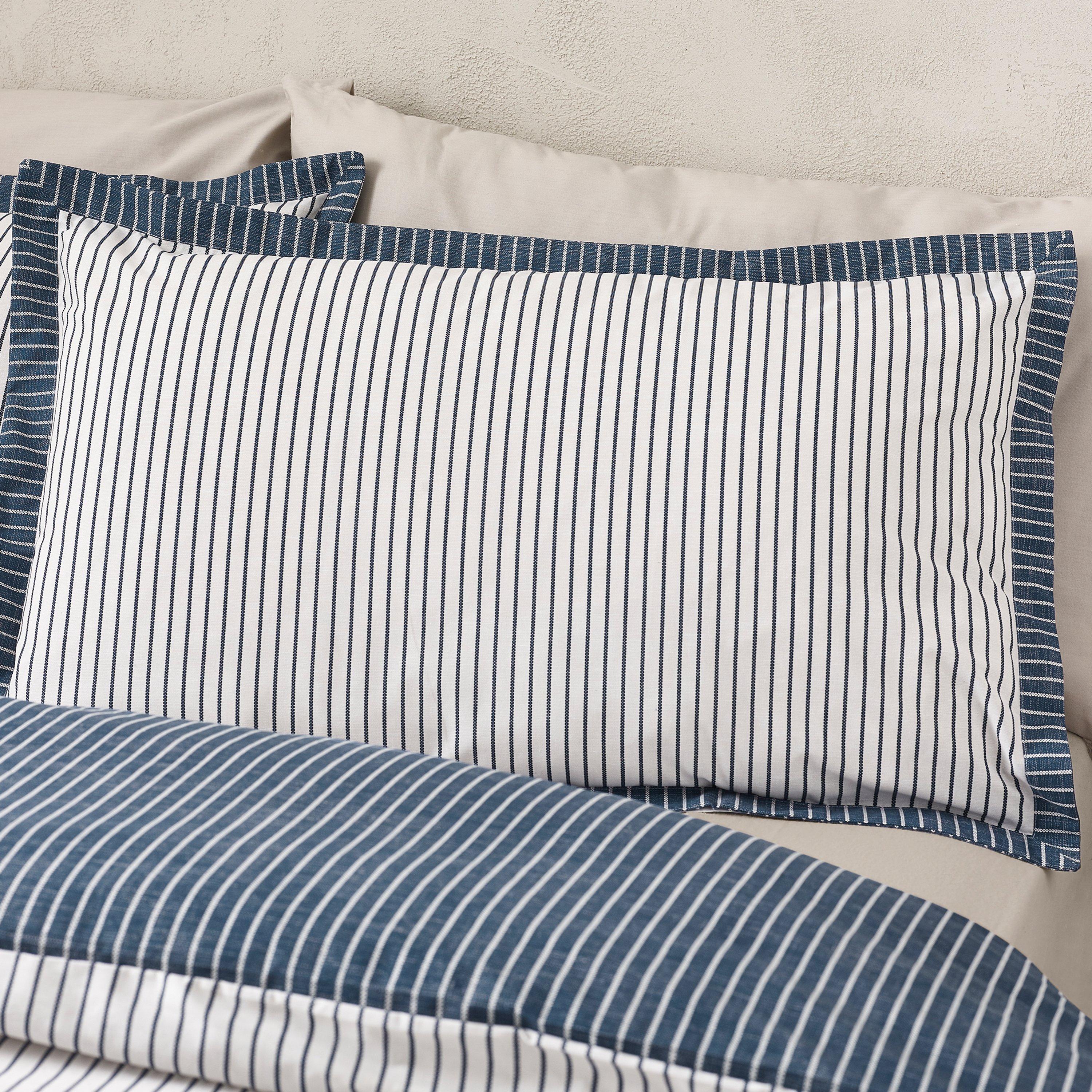 Navy Blue - Catherine Lansfield - Oxford Pinstripe Reversible Duvet Cover Set - 3