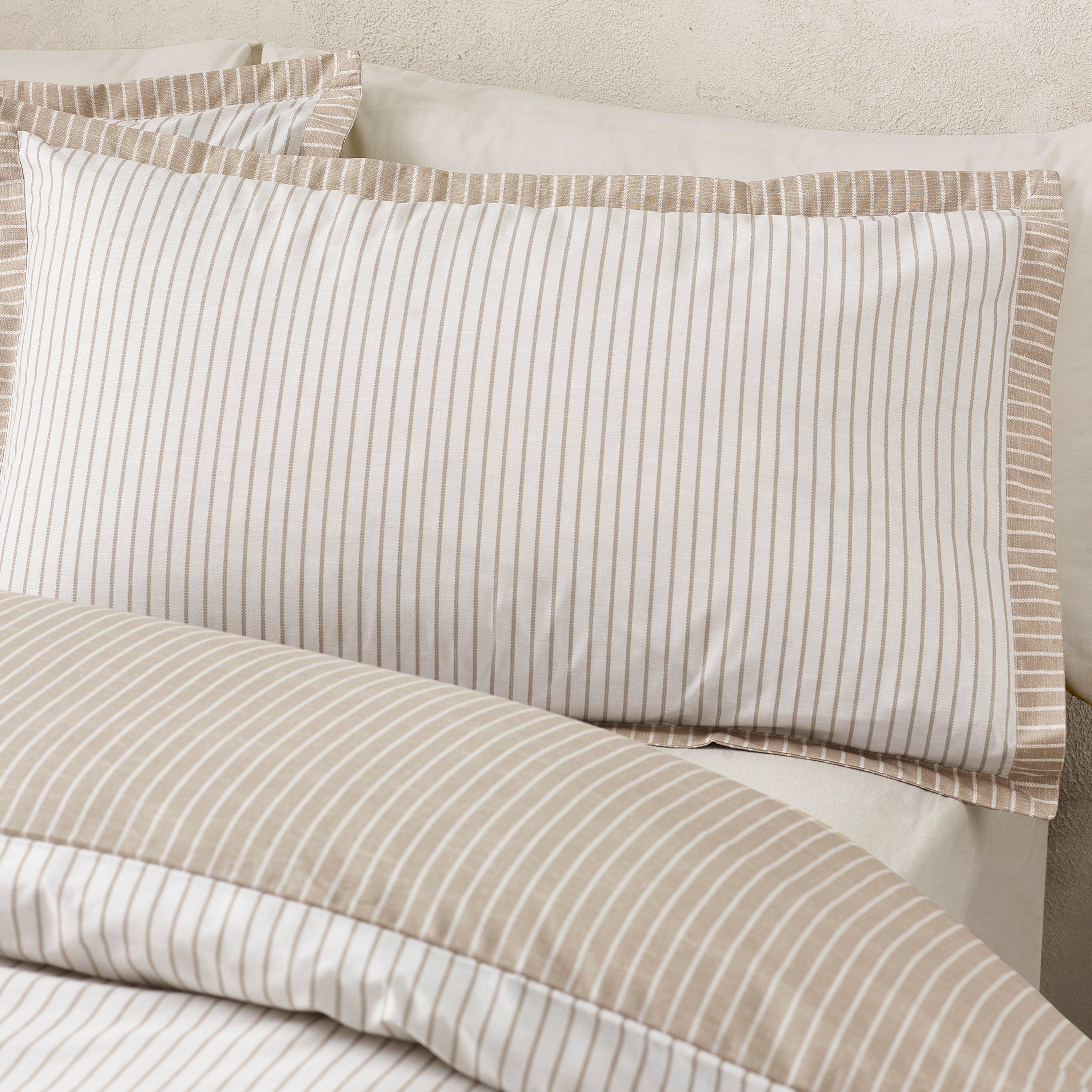 Natural - Catherine Lansfield - Oxford Pinstripe Reversible Duvet Cover Set - 3
