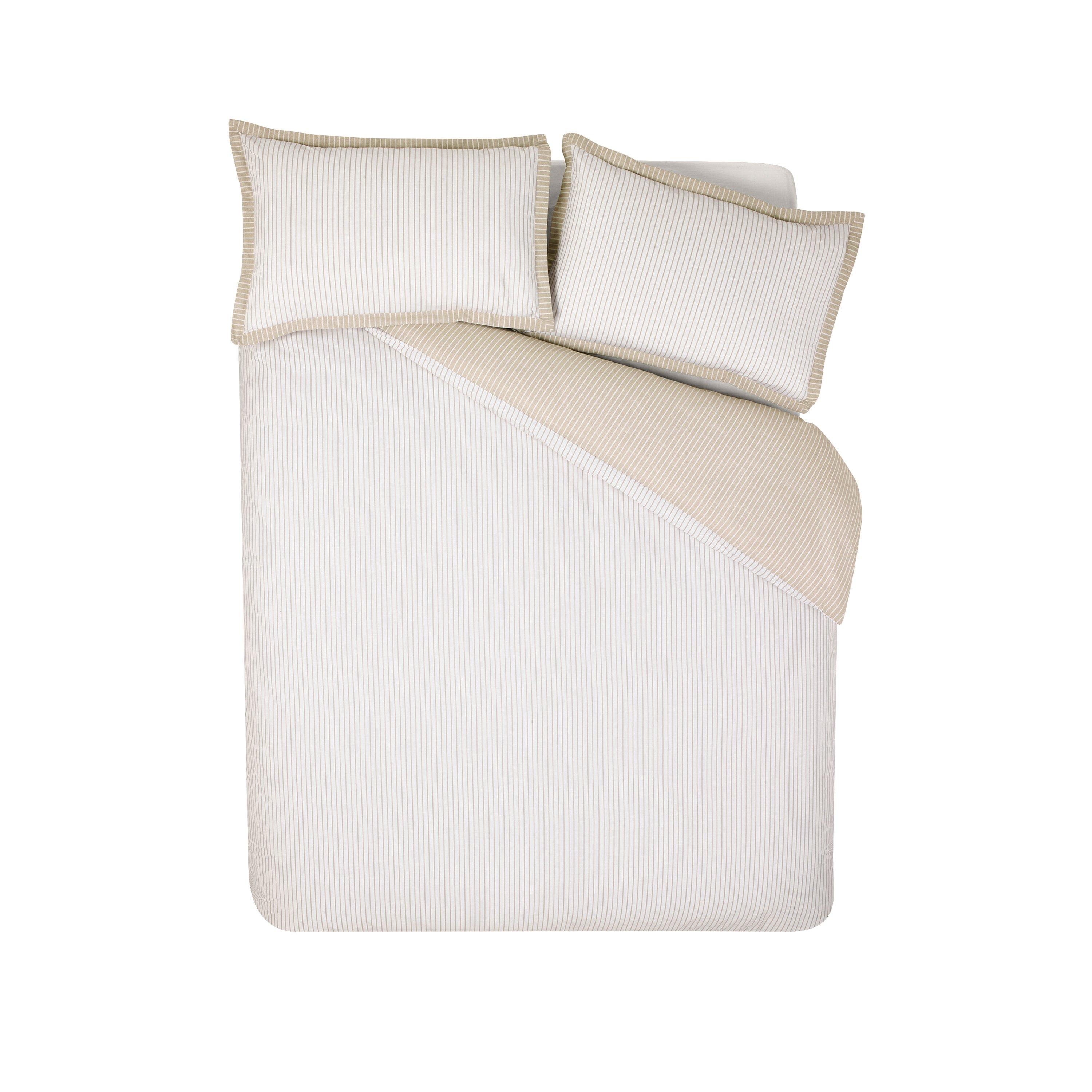 Natural - Catherine Lansfield - Oxford Pinstripe Reversible Duvet Cover Set - 5