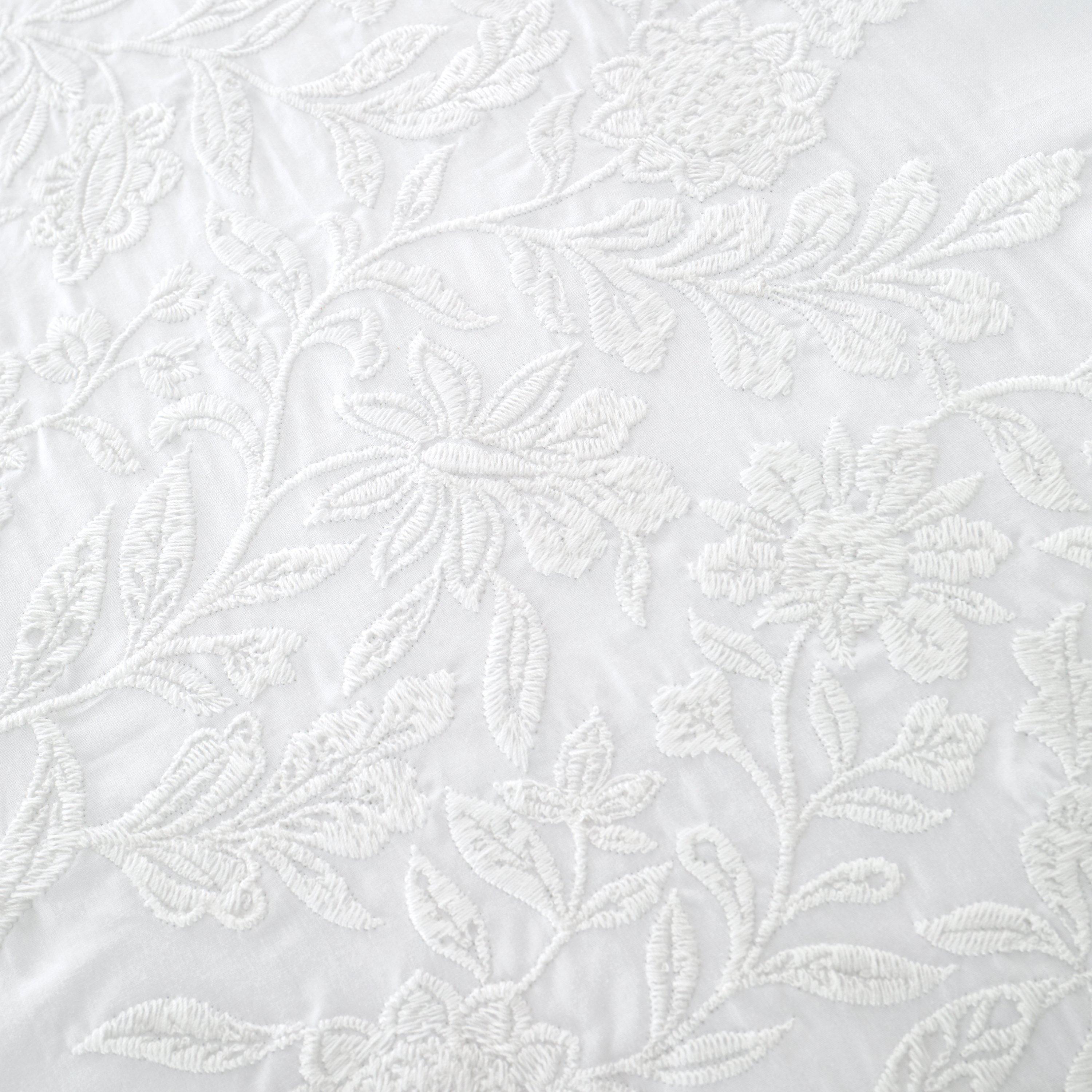 White - Bianca - Embroidery Floral 200TC Duvet Cover Set - 5