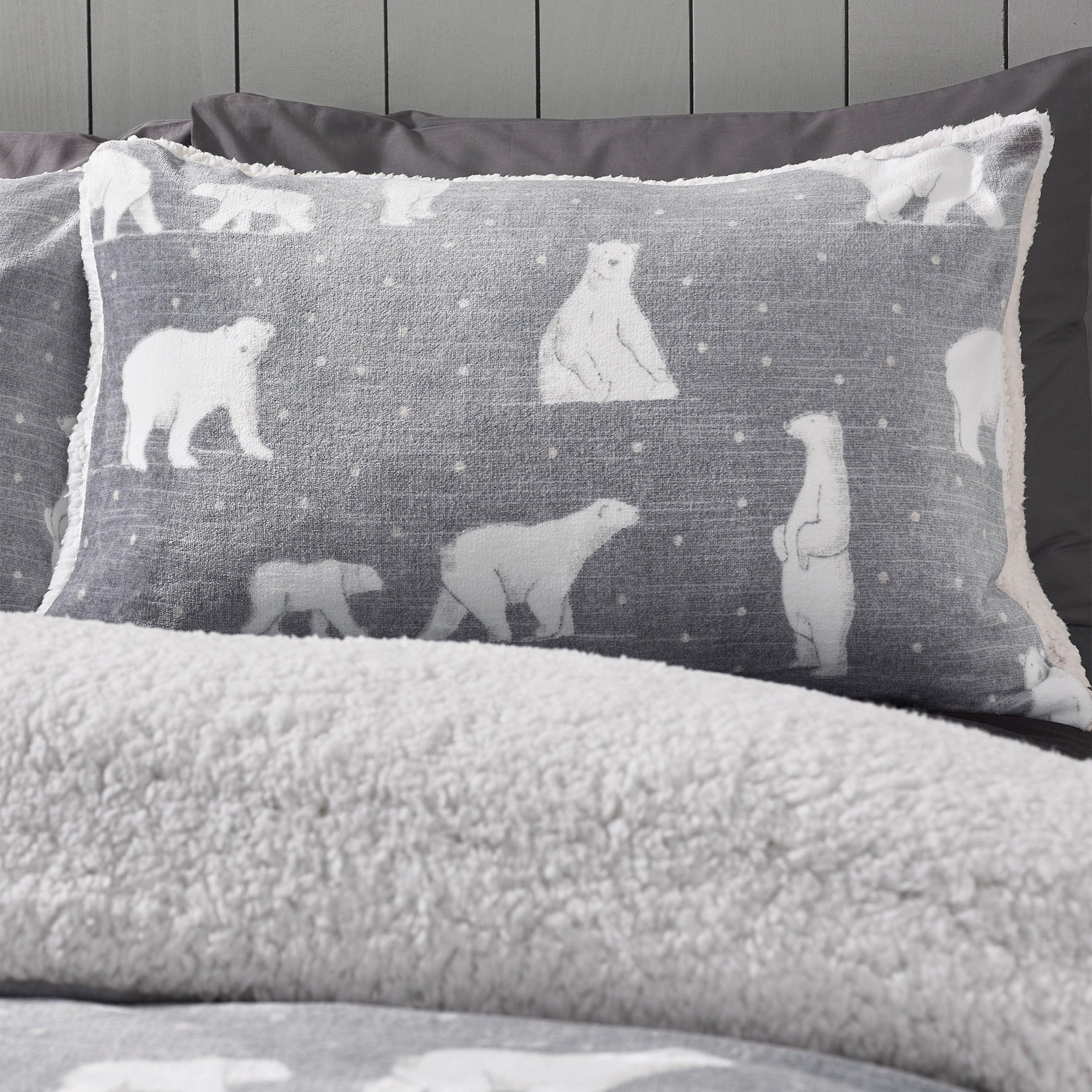Grey - Catherine Lansfield - Cosy Polar Bear Soft Sherpa Duvet Cover Set - 2