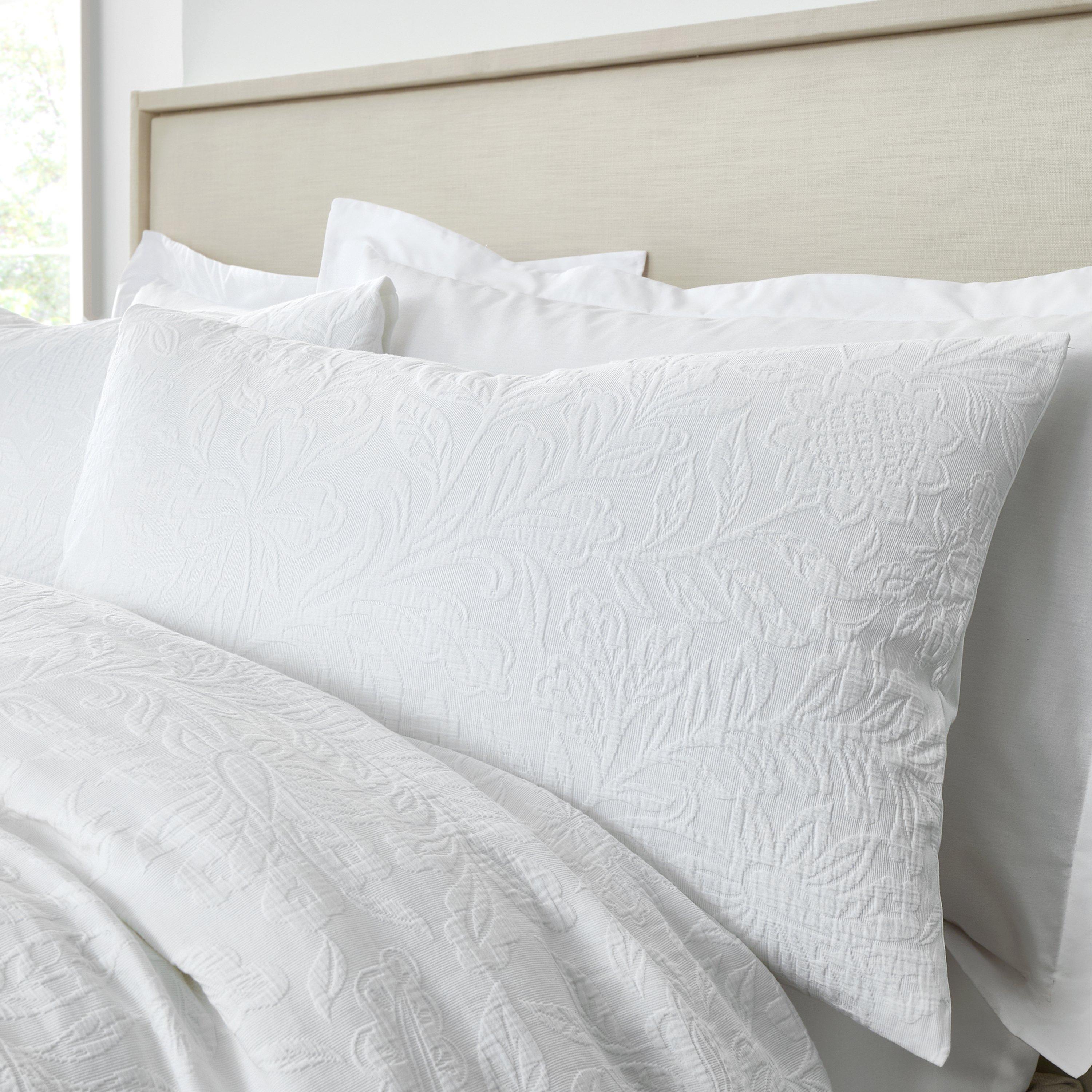White - Bianca - Fleur Matelasse Jacquard 200TC Duvet Cover Set - 2