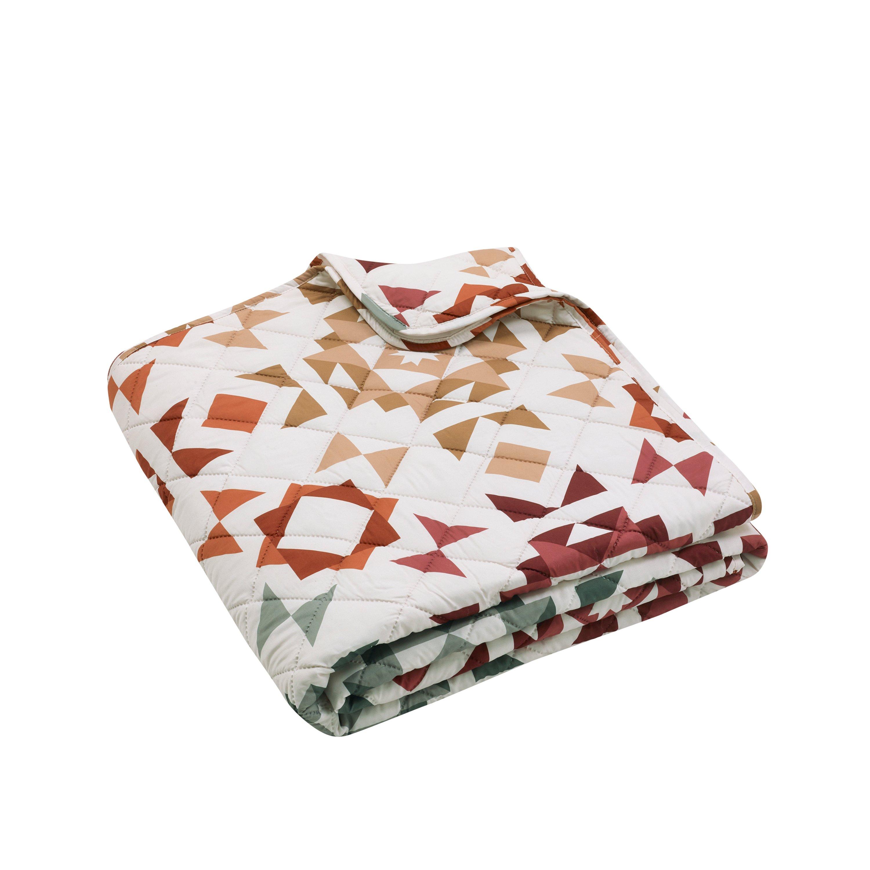 Natural - Catherine Lansfield - Autumn Patchwork Geo Quilted Bedspread - 3