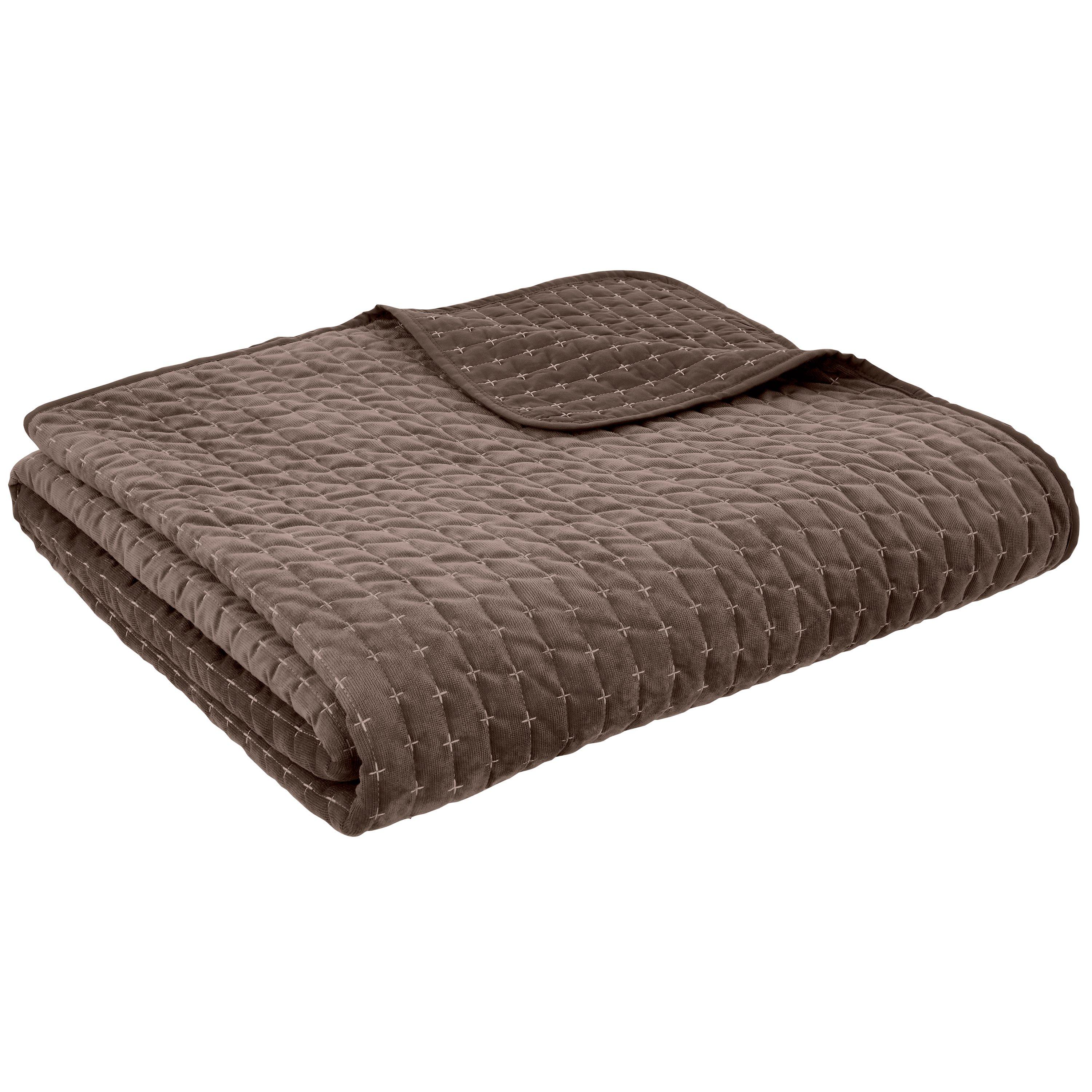 Chocolate - Bianca - Attica Velvet Embroidered Bedspread - 3