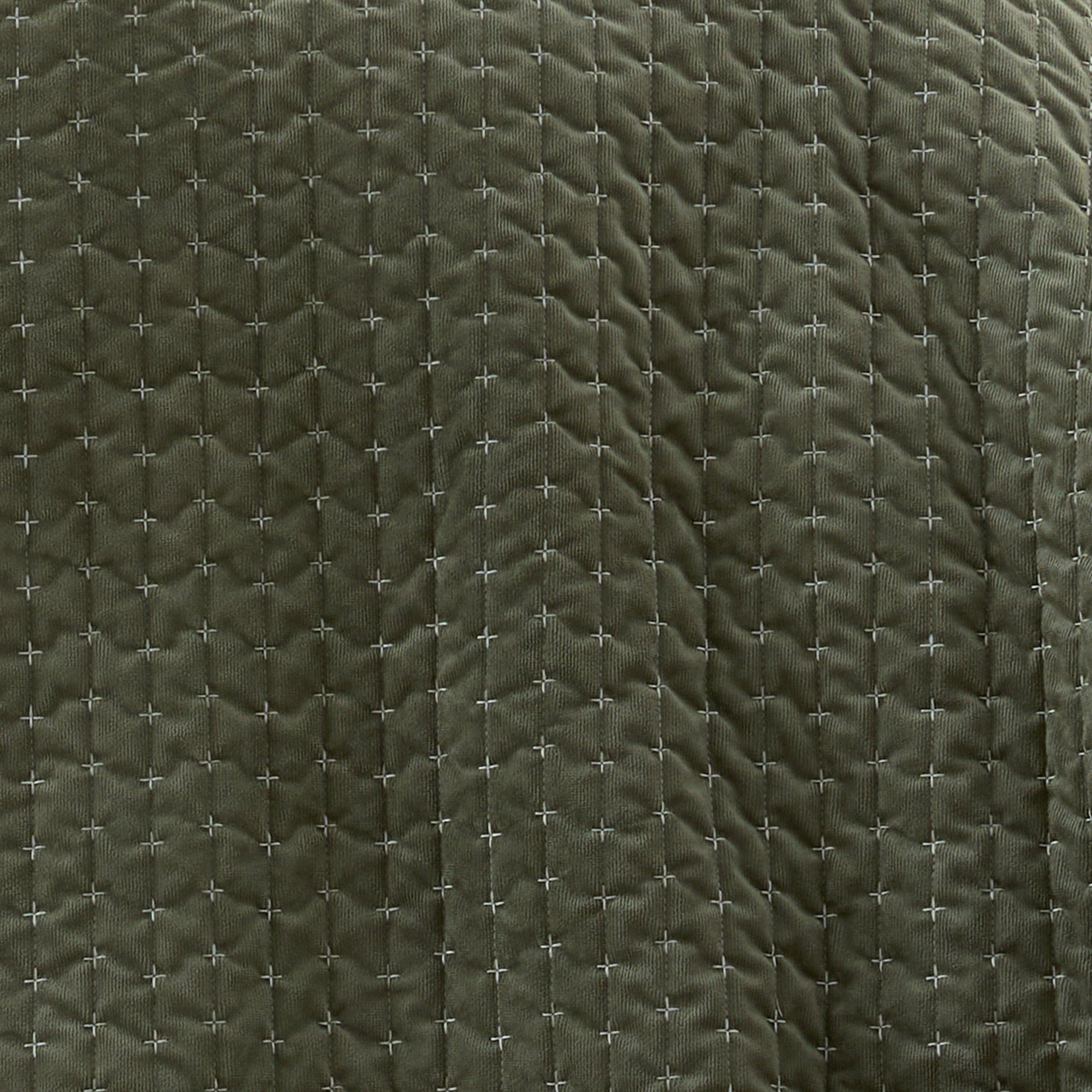 Green - Bianca - Attica Velvet Embroidered Bedspread - 2