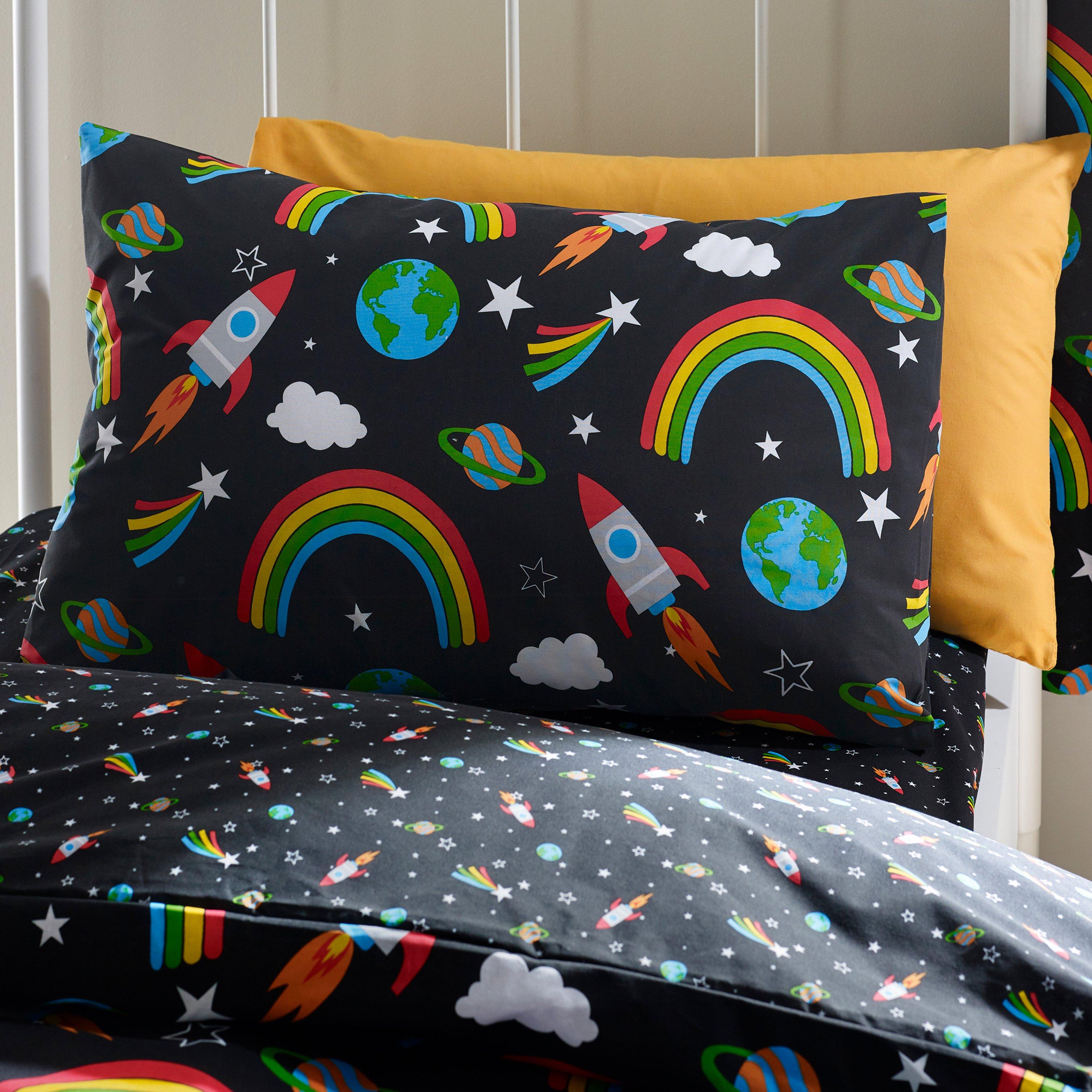 Black - Catherine Lansfield - Rainbow Rockets Reversible Duvet Cover Set - 3
