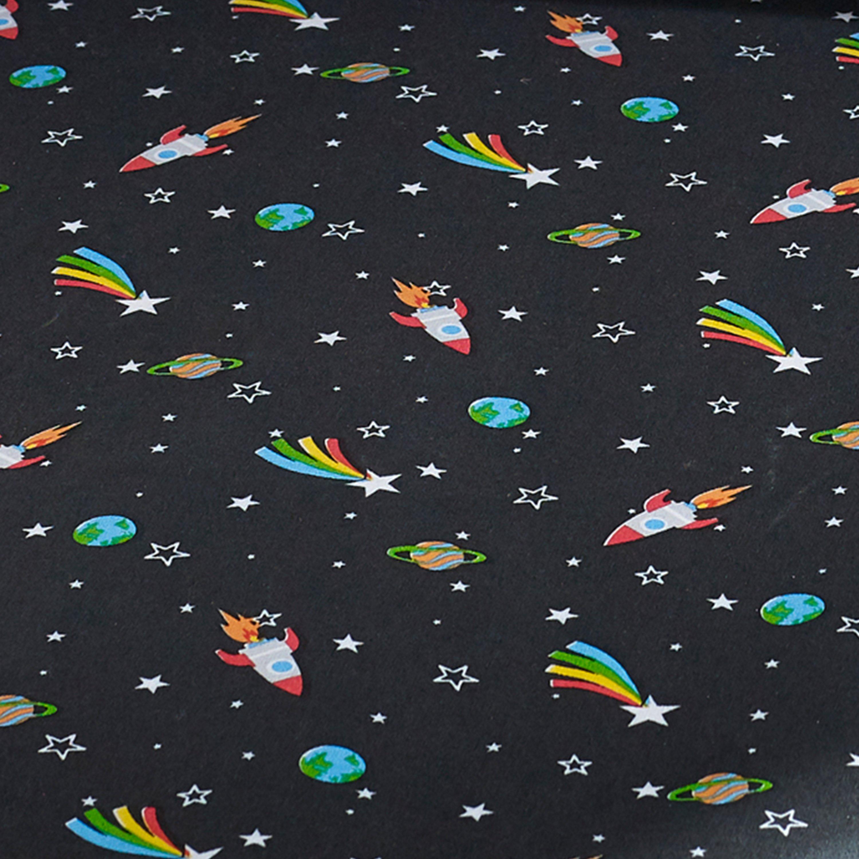 Black - Catherine Lansfield - Rainbow Rockets Fitted Sheet - 2