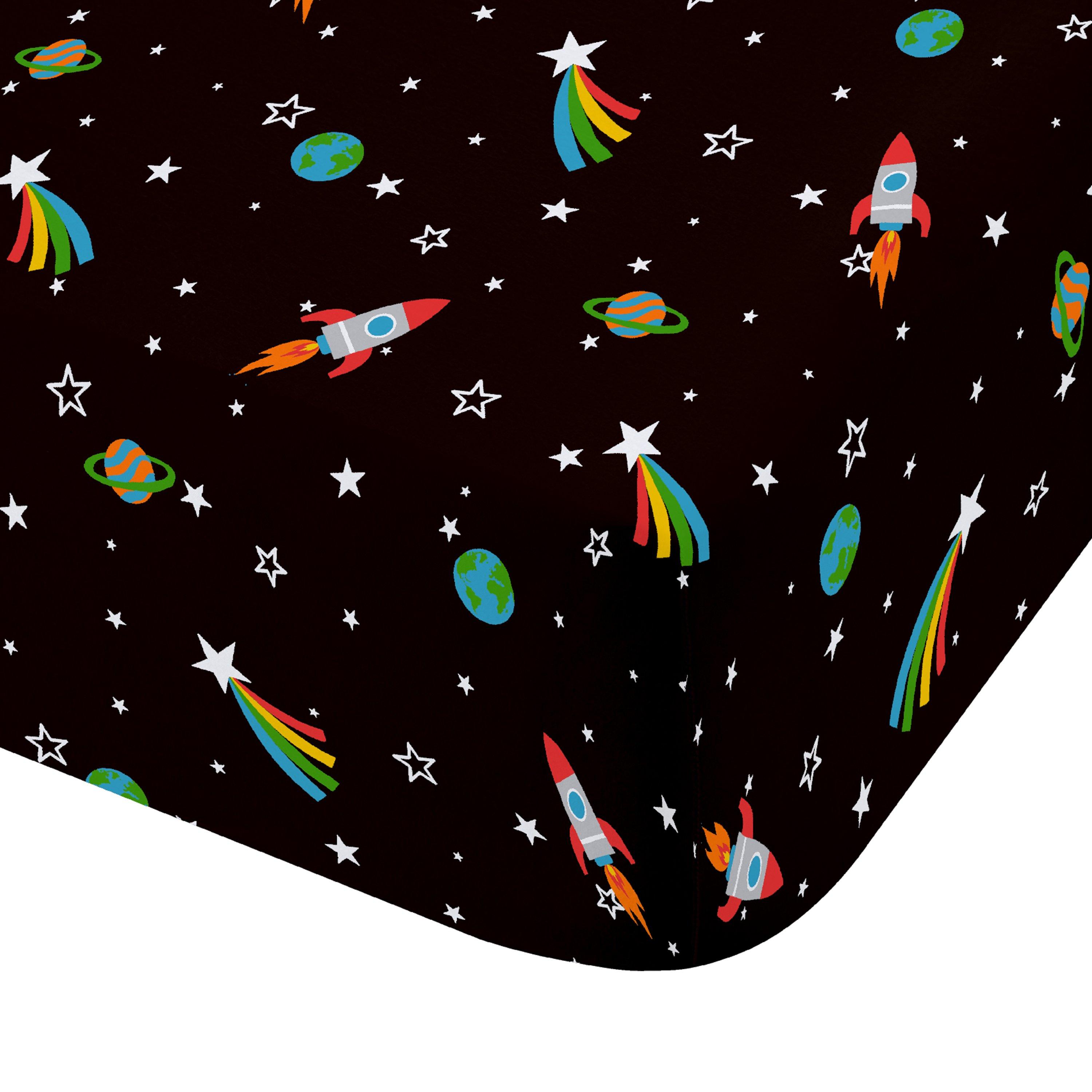 Black - Catherine Lansfield - Rainbow Rockets Fitted Sheet - 3
