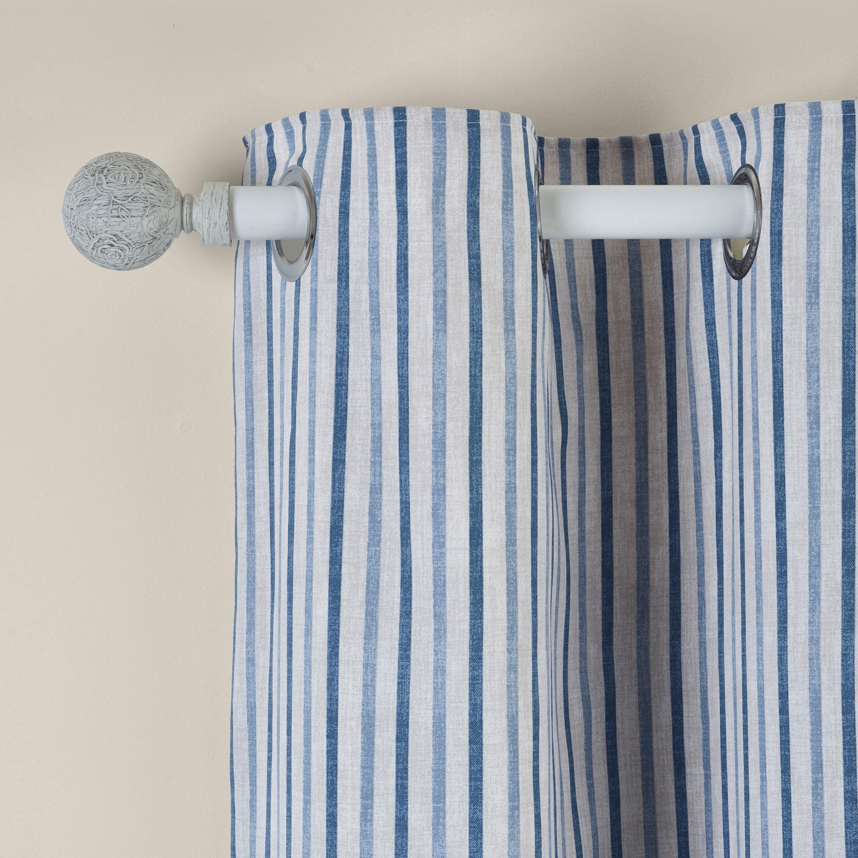Catherine Lansfield  Logan Stripe Lined Eyelet Curtains Blue - 229x229cm