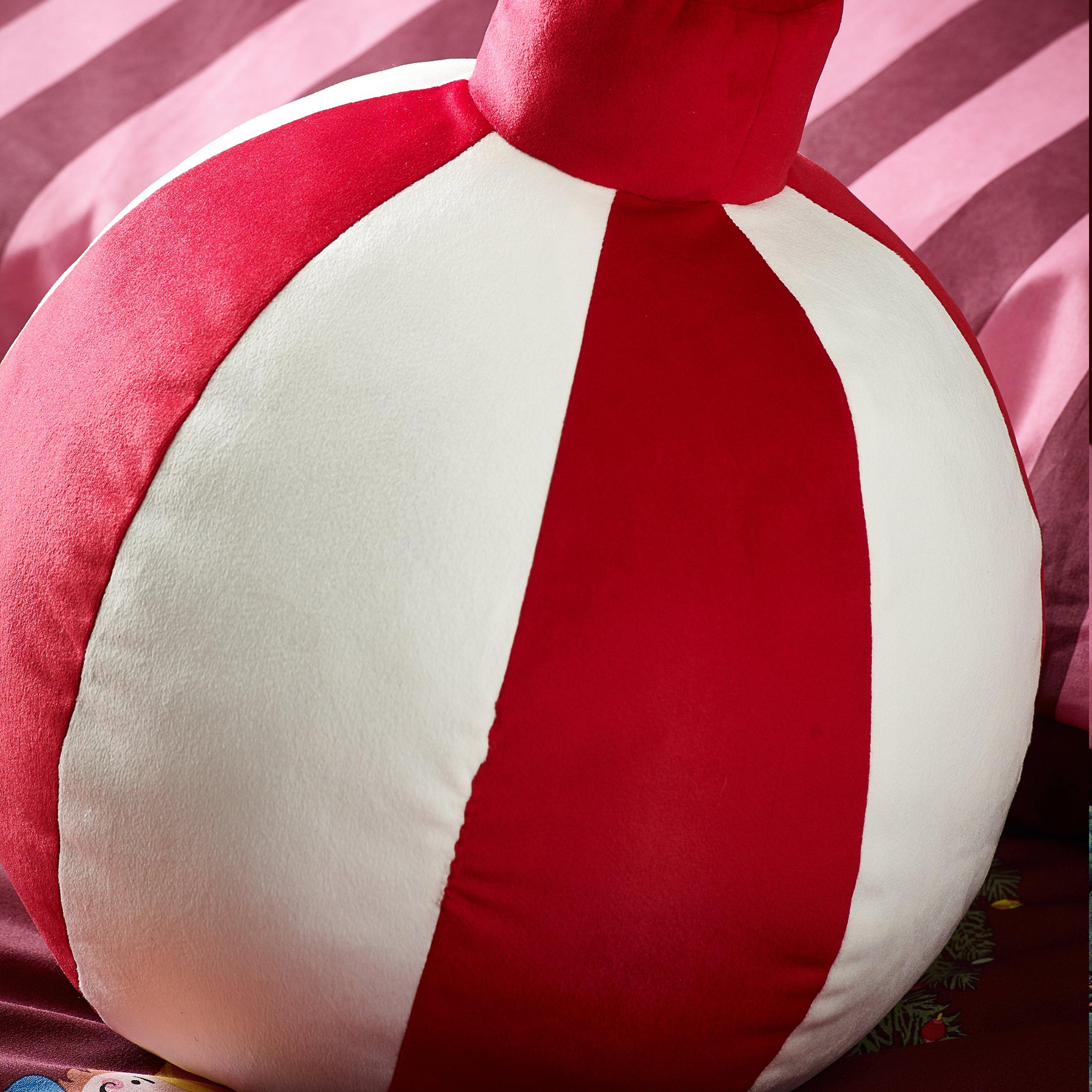 White / Red - Catherine Lansfield - Christmas Bauble 3D Shaped Cushion - 2