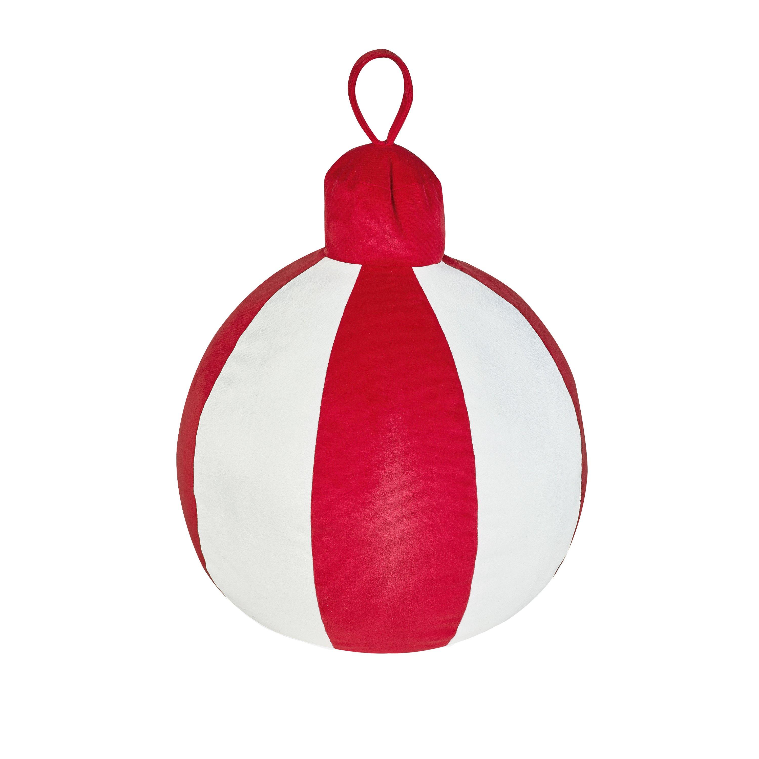 White / Red - Catherine Lansfield - Christmas Bauble 3D Shaped Cushion - 4