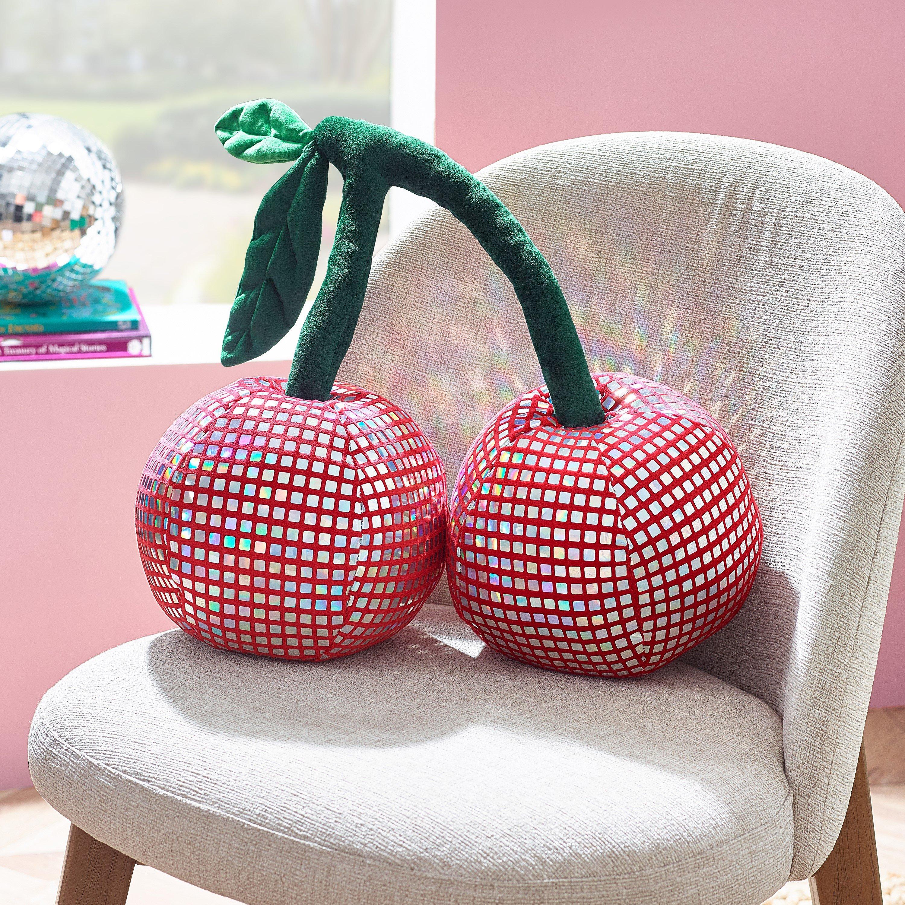 Pink - Catherine Lansfield - Disco Cherries 3D Shaped Cushion - 1