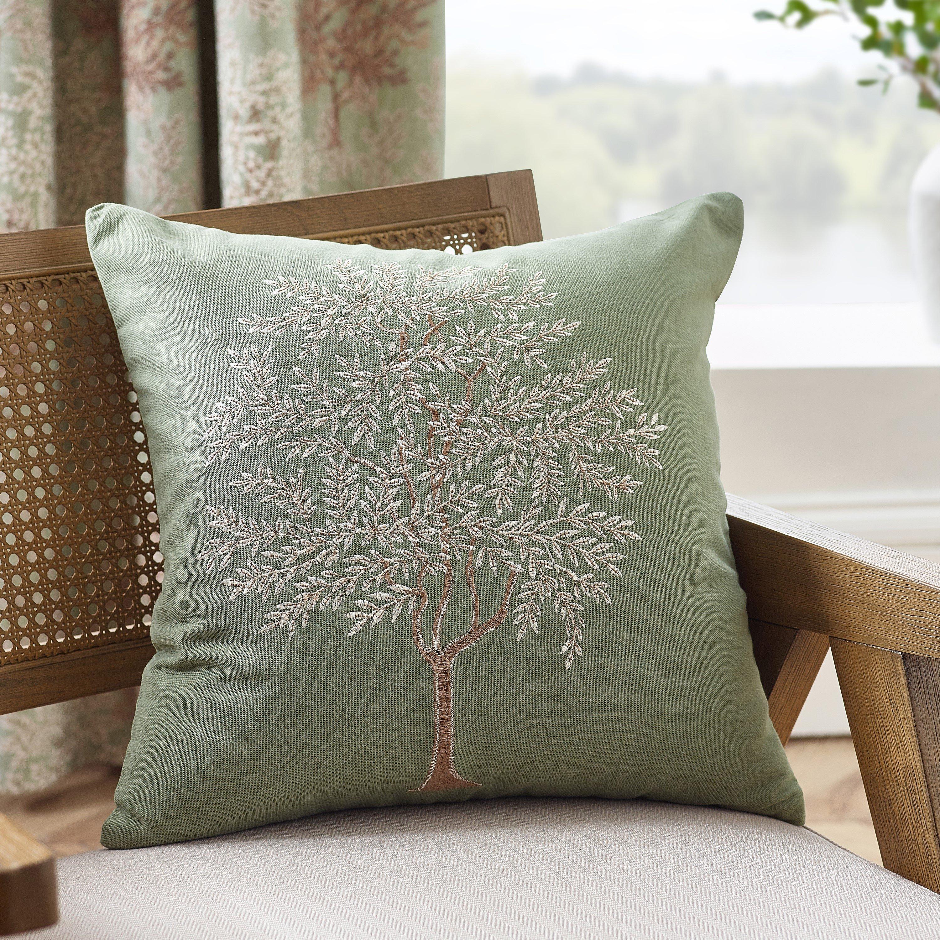 B&Q -  Woodland Trees Embroidered 45X45Cm Cushion Green - Image 7