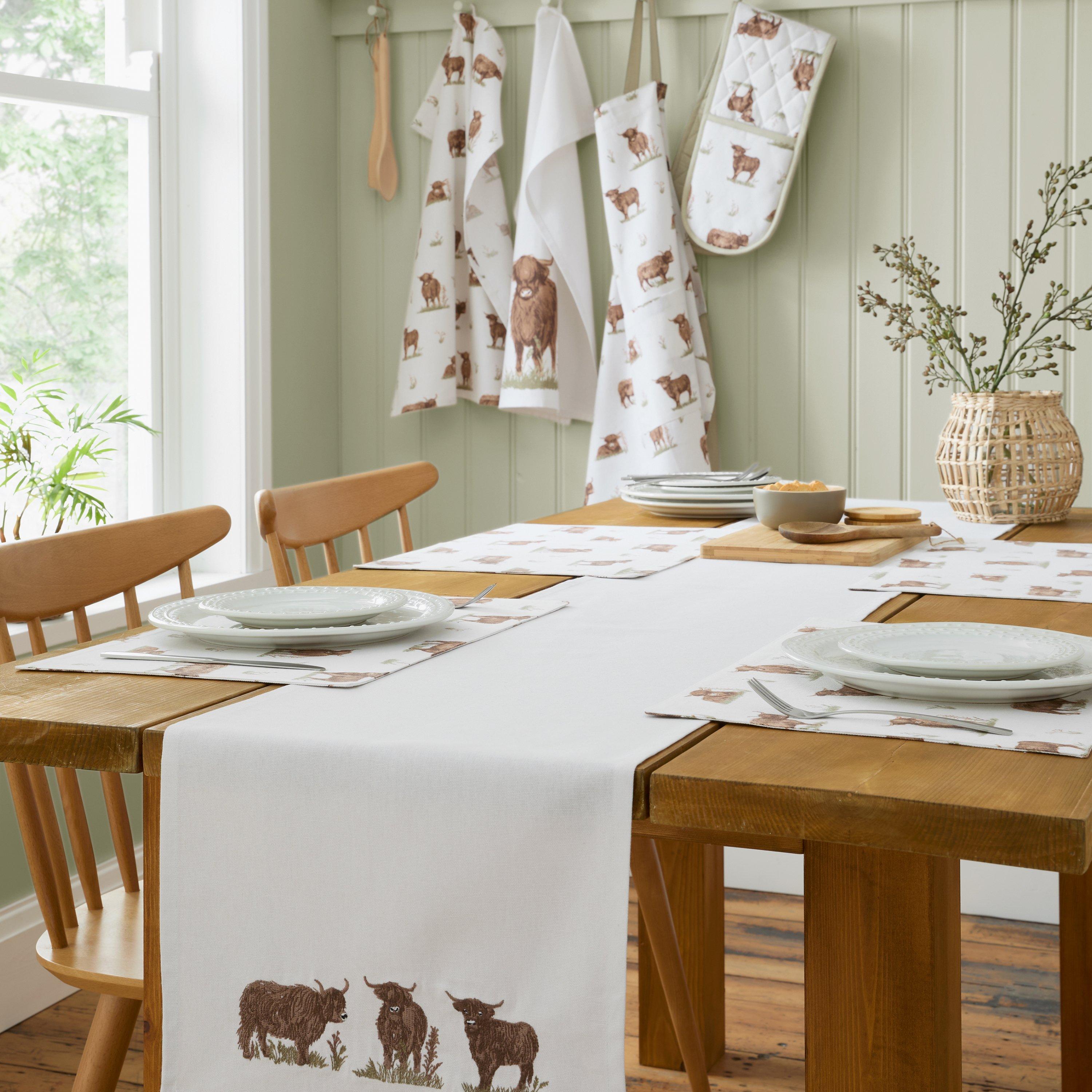 Natural - Catherine Lansfield - Angus Highland Cow Cotton Dining Placemat 4 Pack - 2