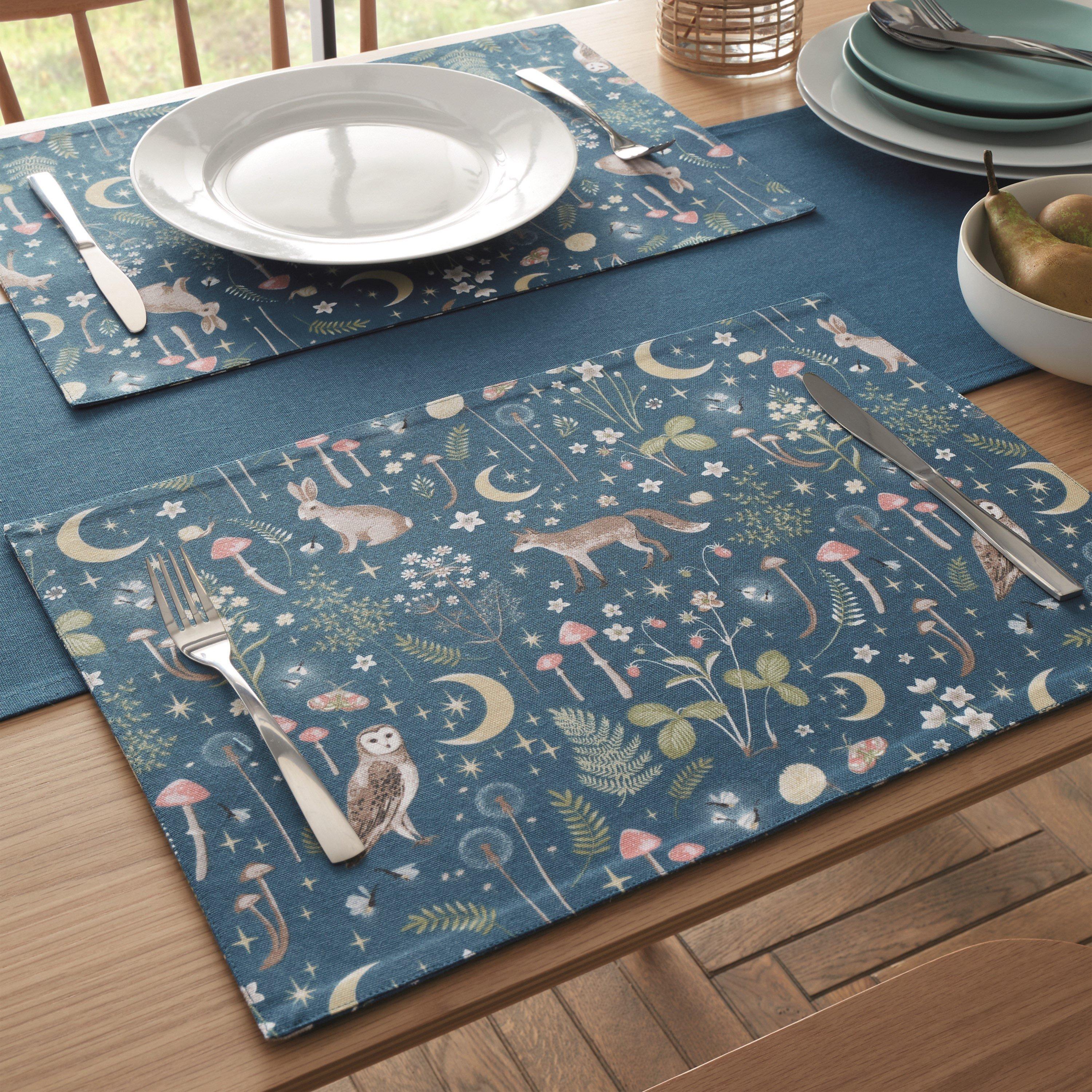 Navy Blue - Catherine Lansfield - Enchanted Twilight Cotton Dining Placemat 4 Pack - 1