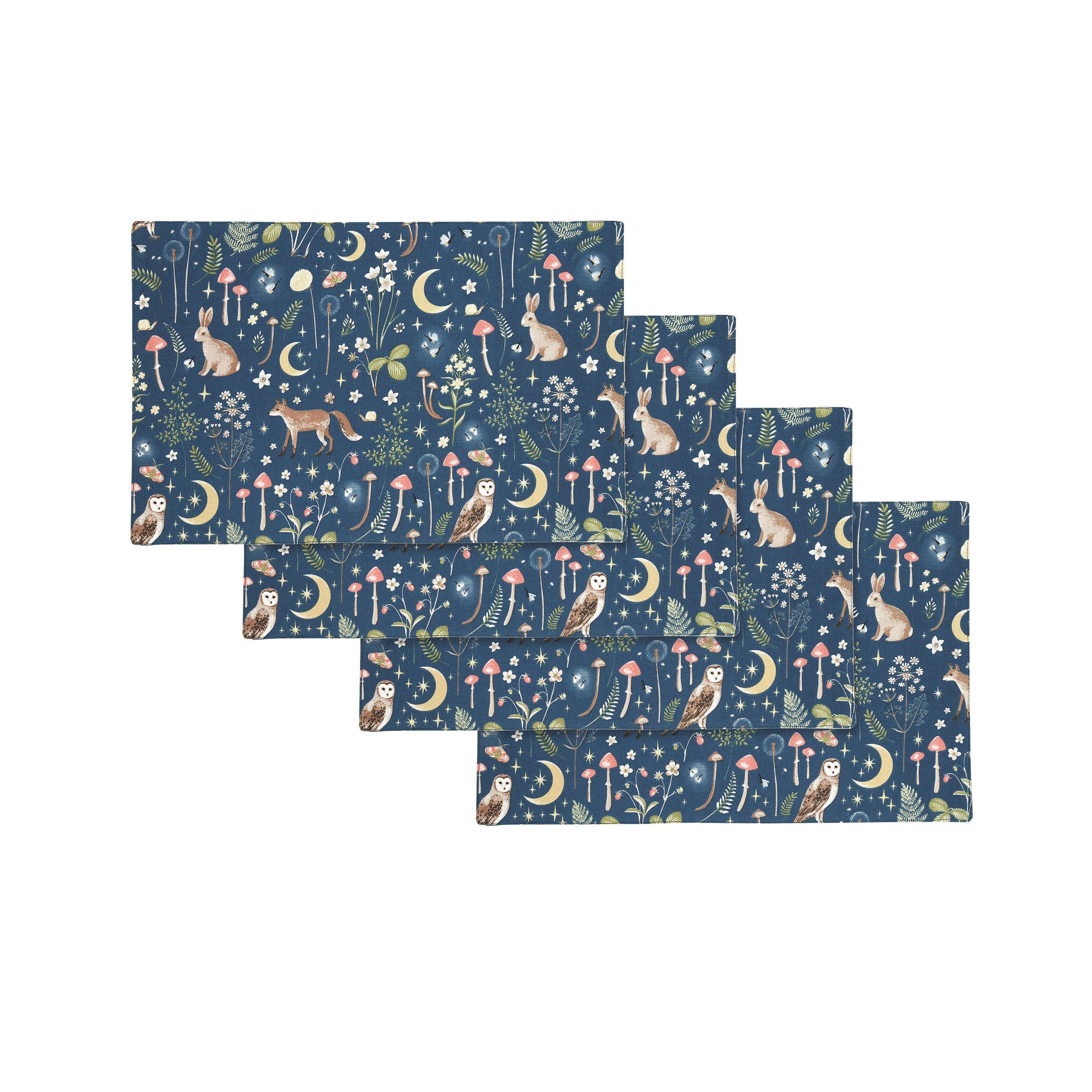 Navy Blue - Catherine Lansfield - Enchanted Twilight Cotton Dining Placemat 4 Pack - 3