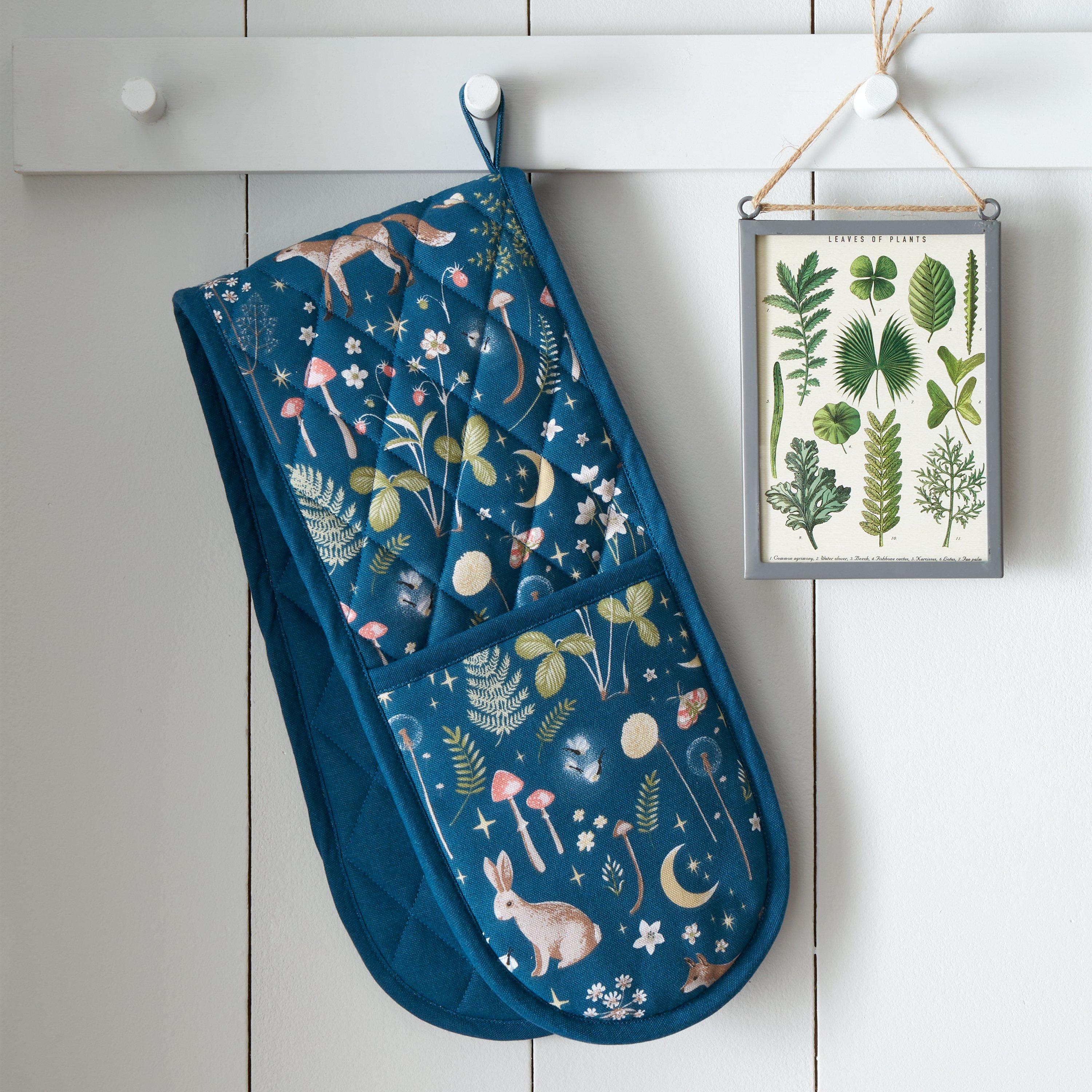 Navy Blue - Catherine Lansfield - Enchanted Twilight Kitchen Double Oven Glove - 1