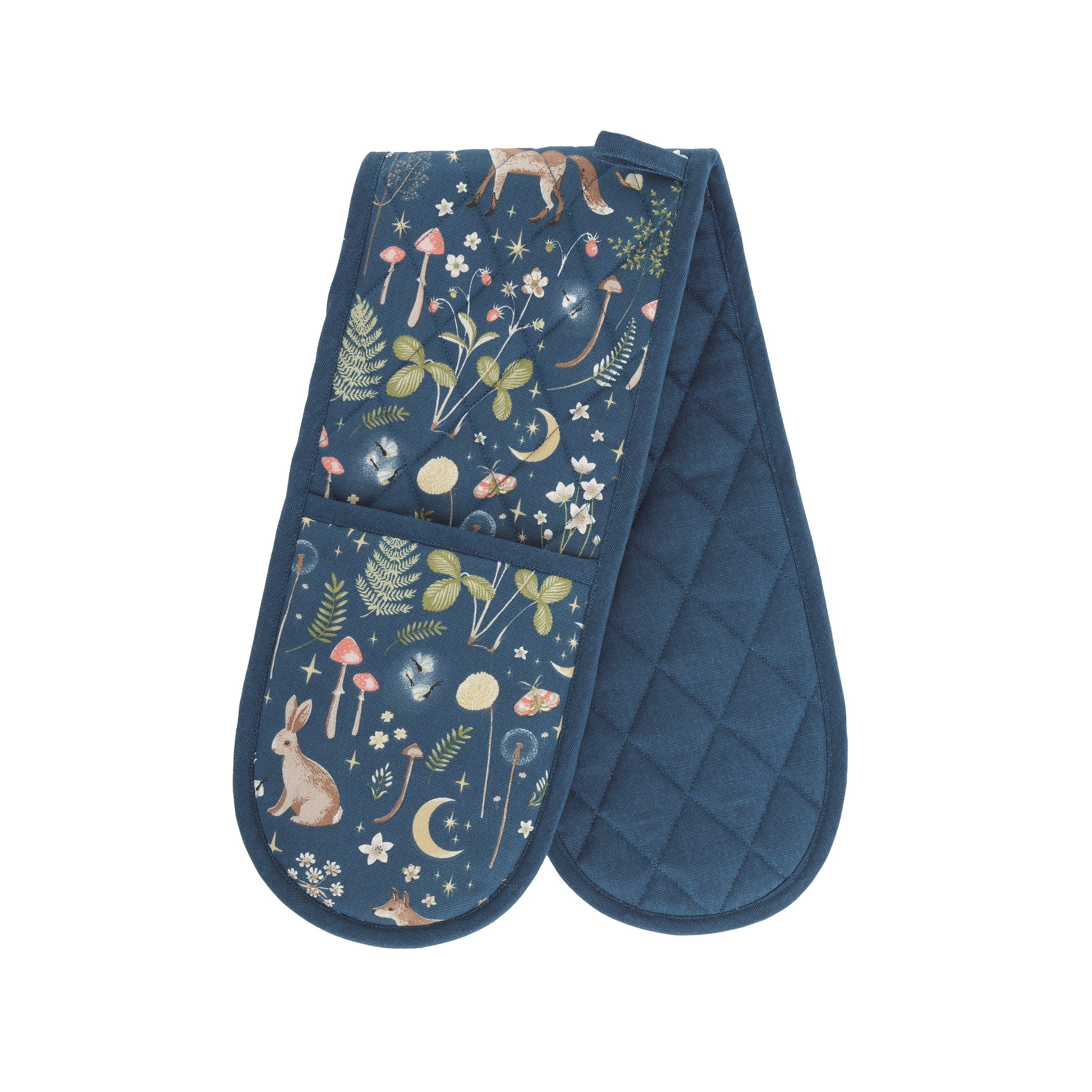 Navy Blue - Catherine Lansfield - Enchanted Twilight Kitchen Double Oven Glove - 3