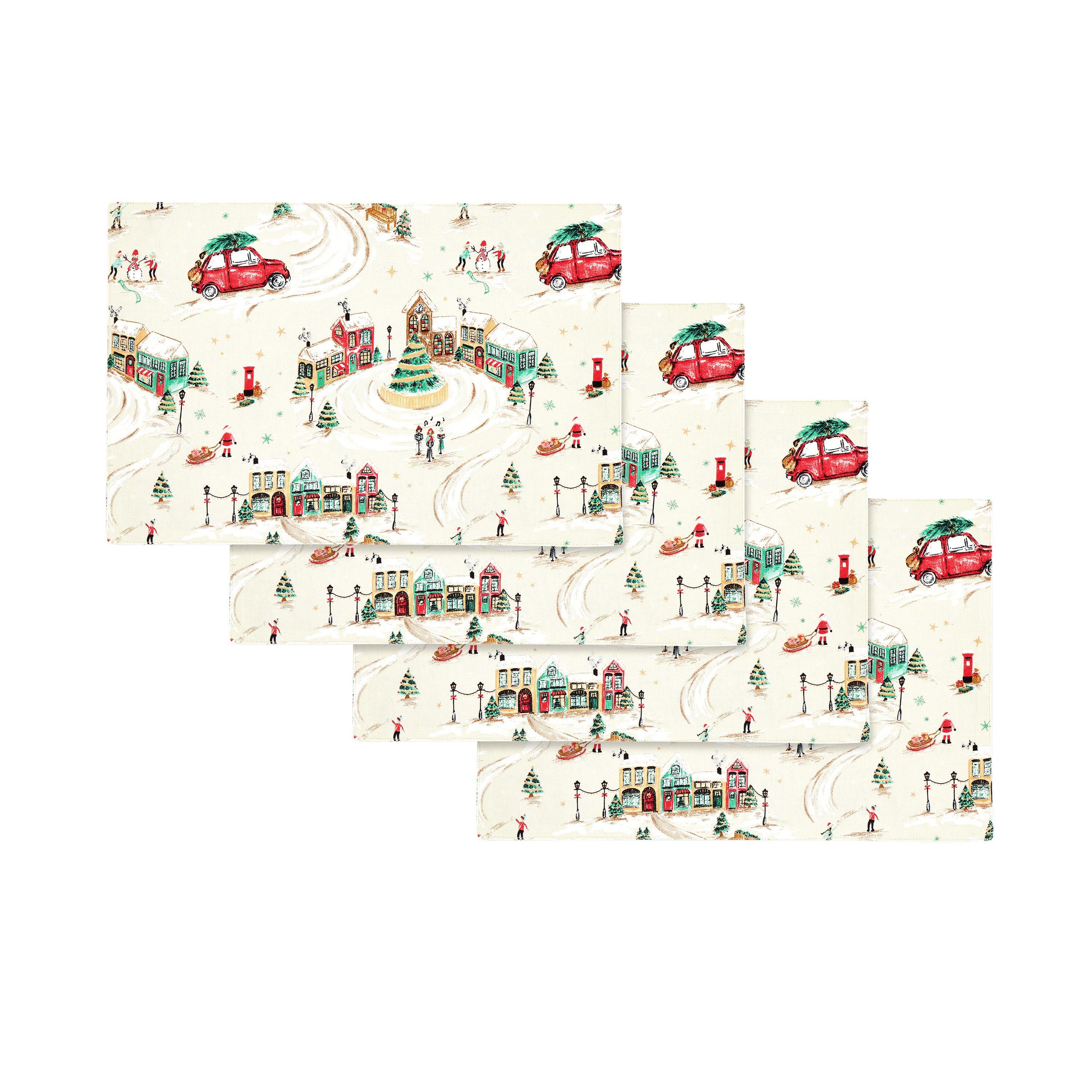 Natural - Catherine Lansfield - Christmas Town Cotton Dining Placemat 4 Pack - 3