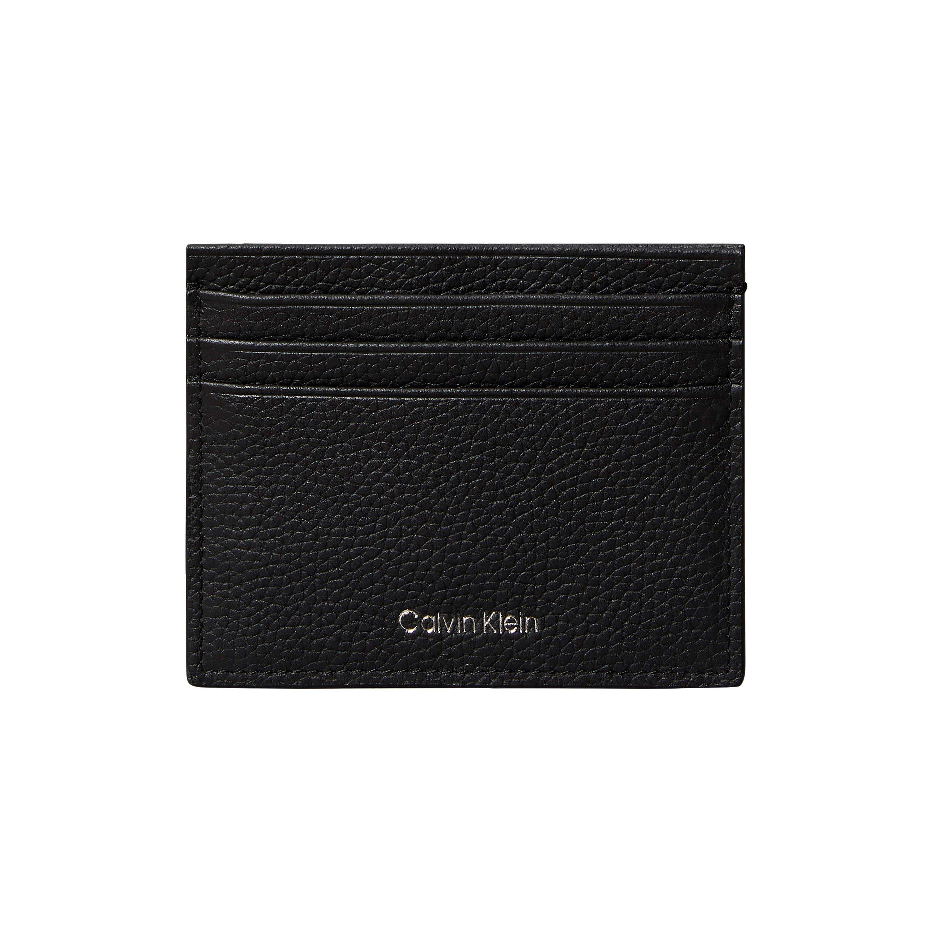 Calvin Klein Foil Embossed Logo Leather Card Case - Black