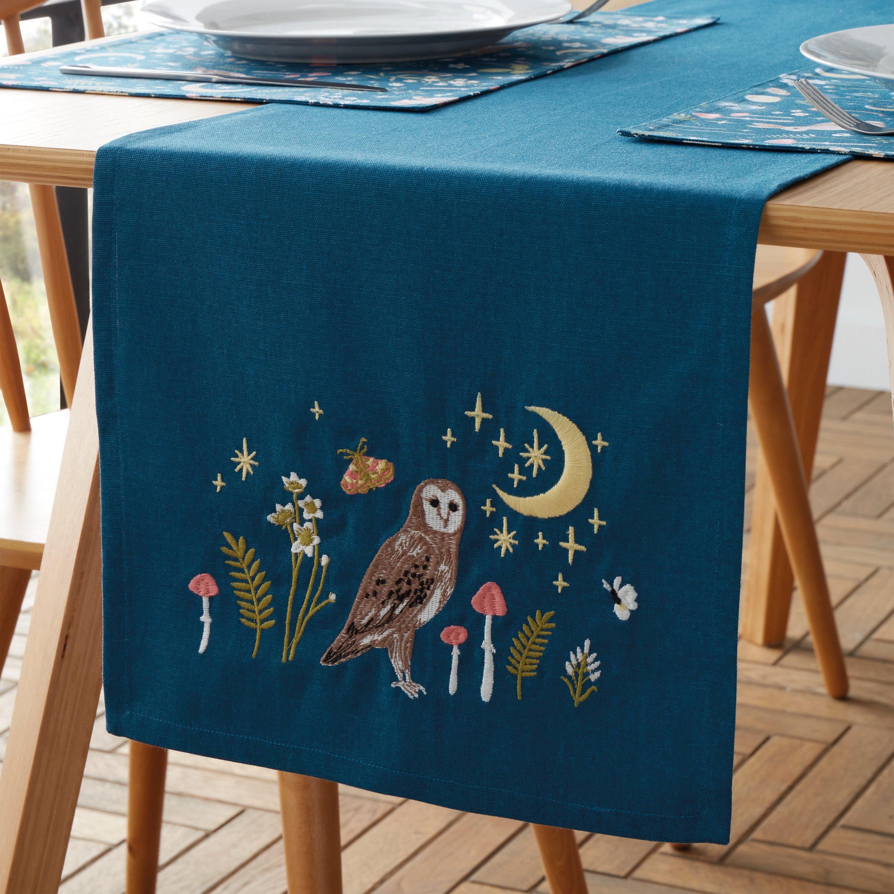 Navy Blue - Catherine Lansfield - Enchanted Twilight Cotton Dining Table Runner - 1