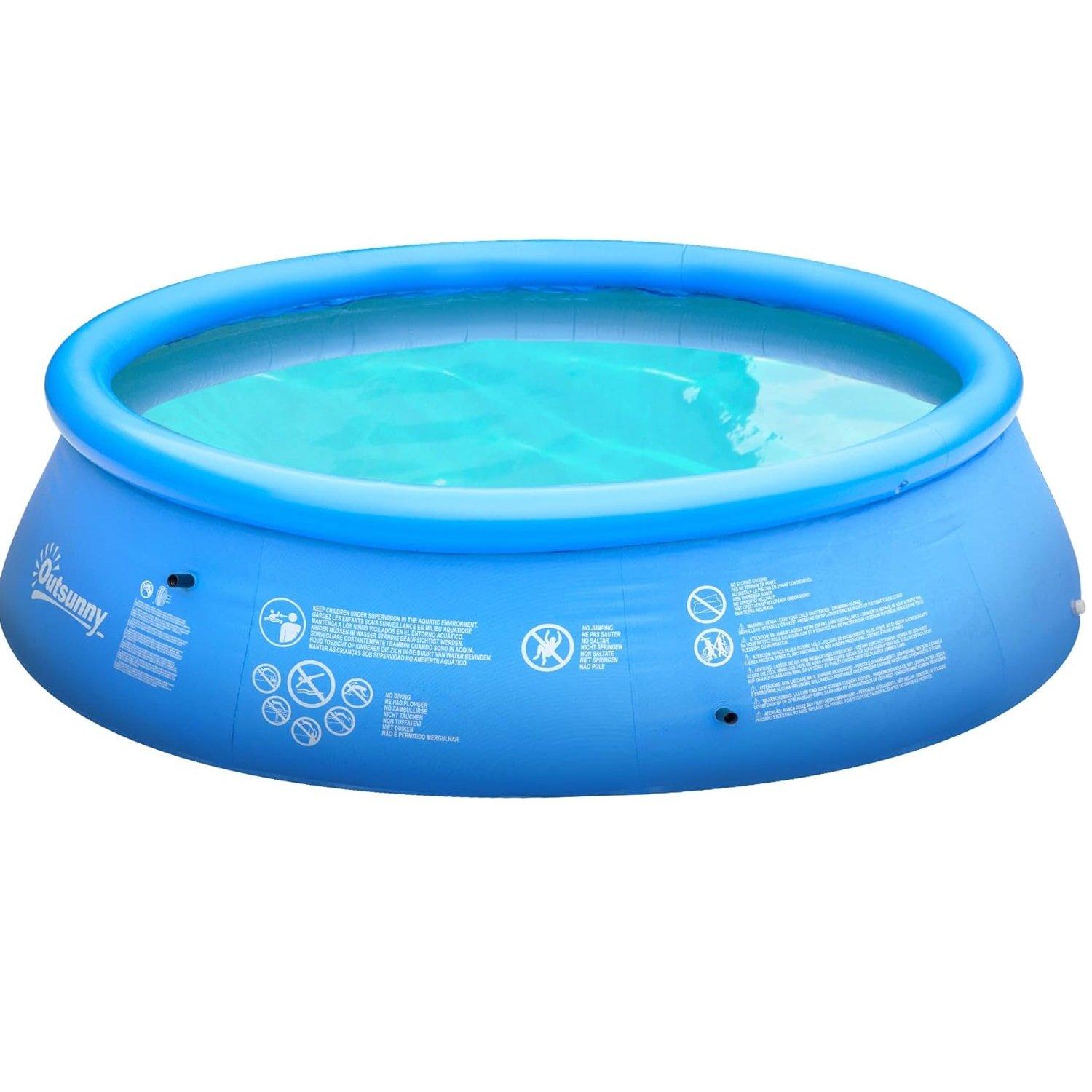 Blue - Outsunny - Outsunny Family Sized Inflatable Swimming Pool - 1