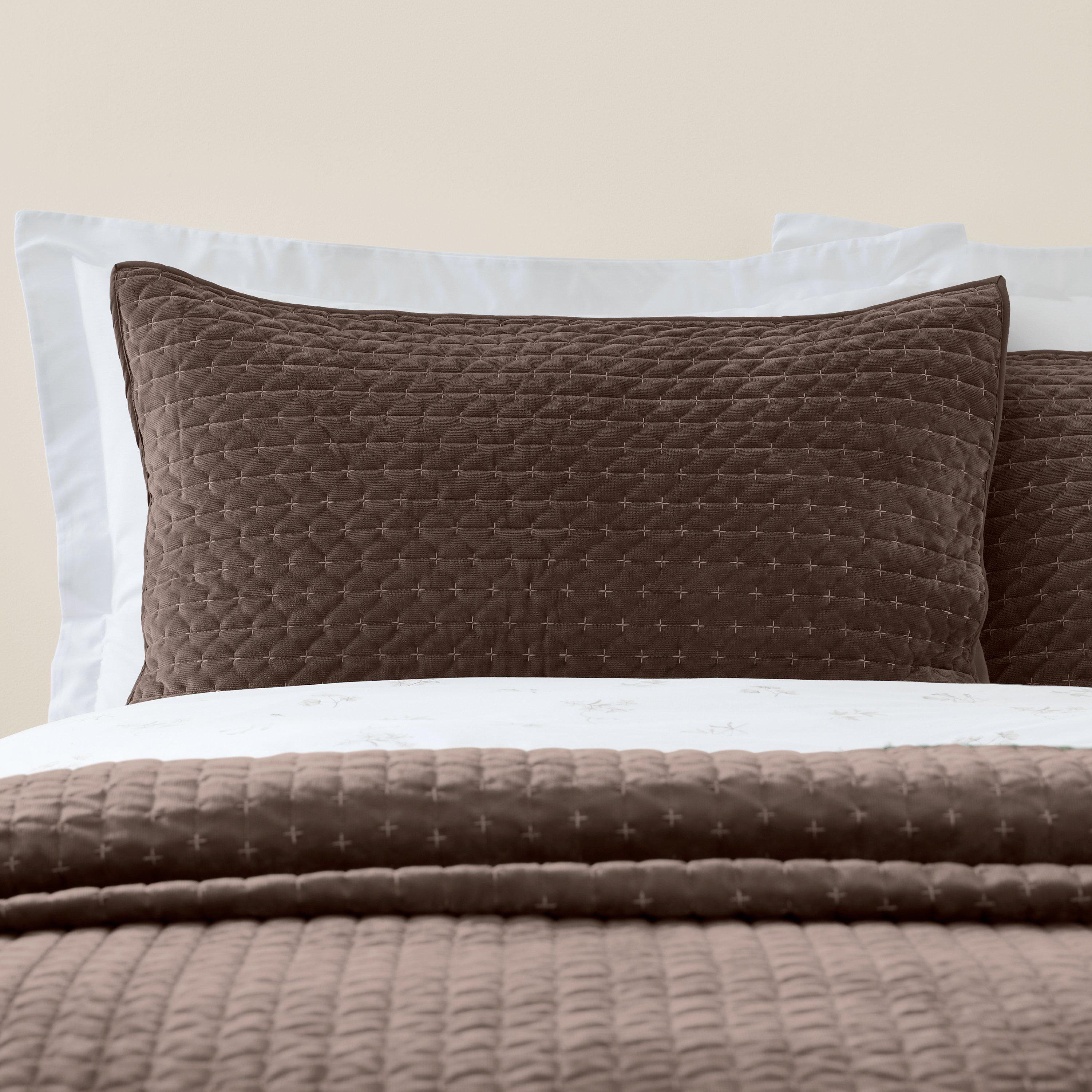 Chocolate - Bianca - Attica Velvet Embroidered Pillow sham Pair - 1