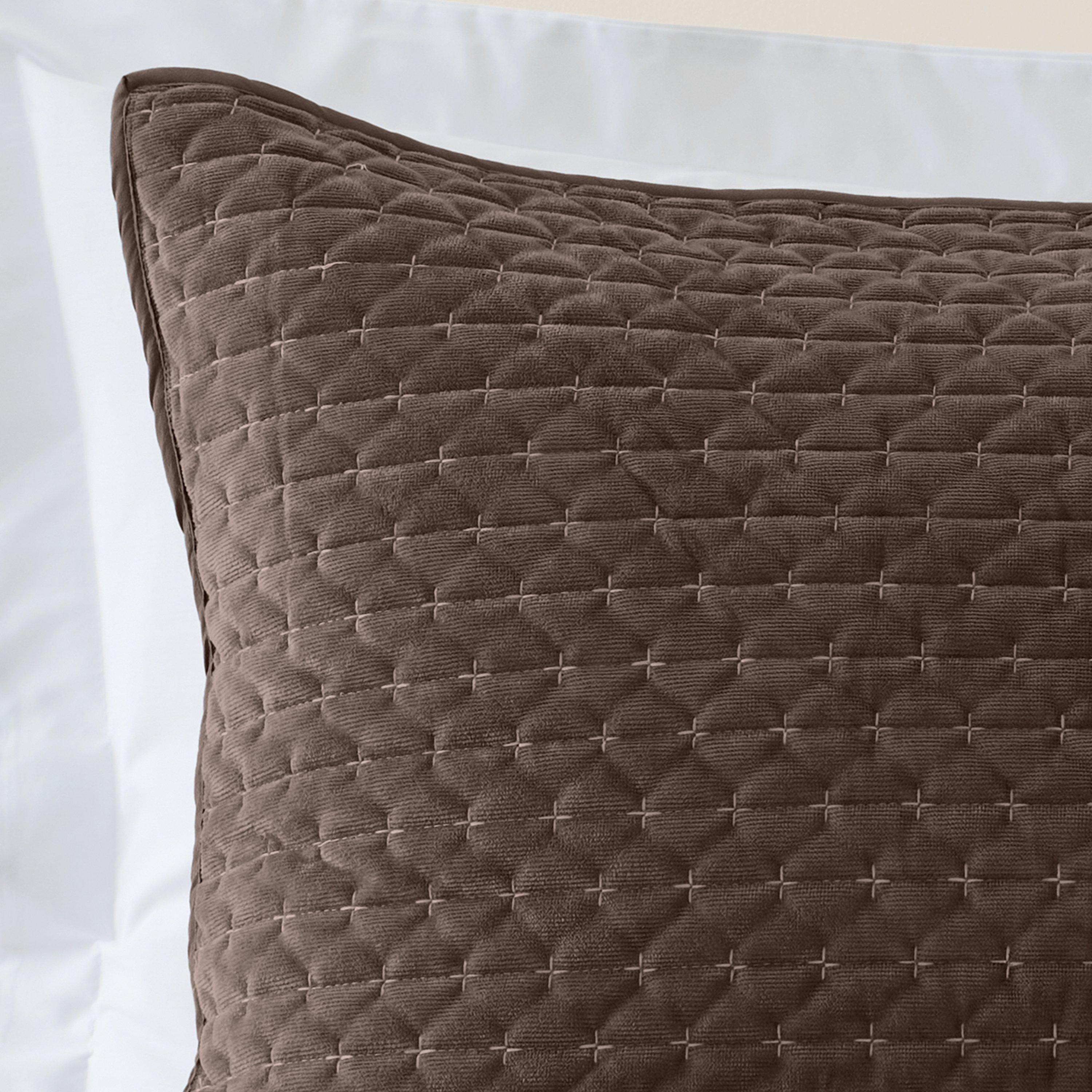 Chocolate - Bianca - Attica Velvet Embroidered Pillow sham Pair - 2