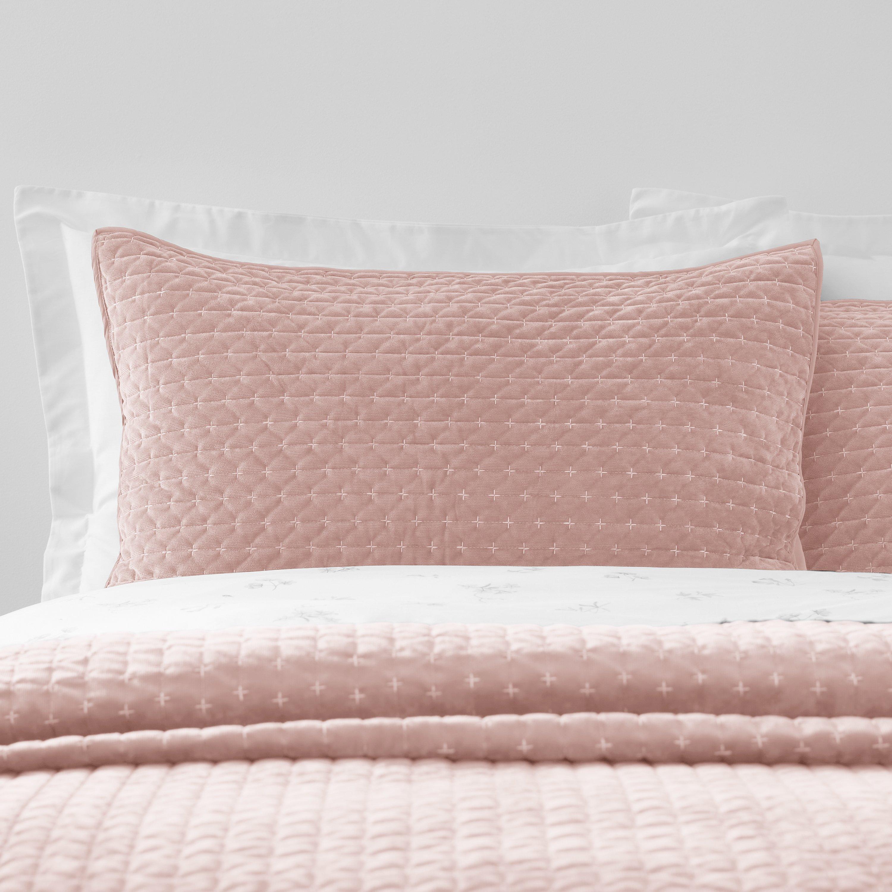 Bianca  Attica Velvet Embroidered Pillow Sham Pair - Pink - Pillowsham