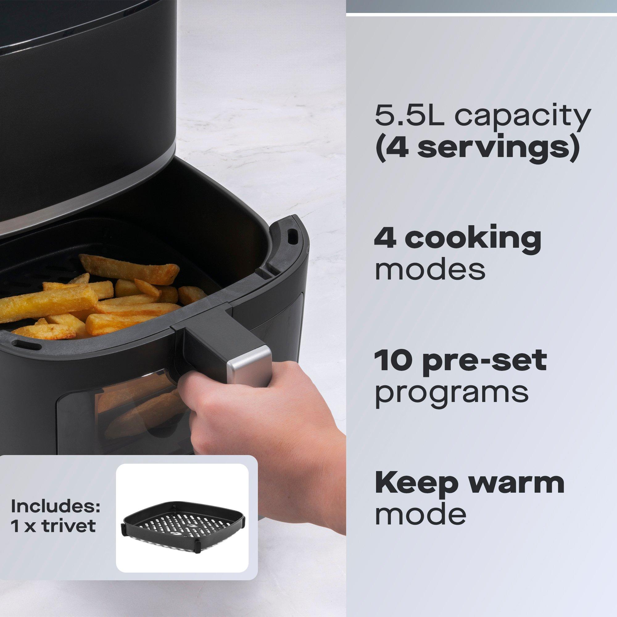 Black - Daewoo Electricals - 5.5L Air Fryer with Window - 2