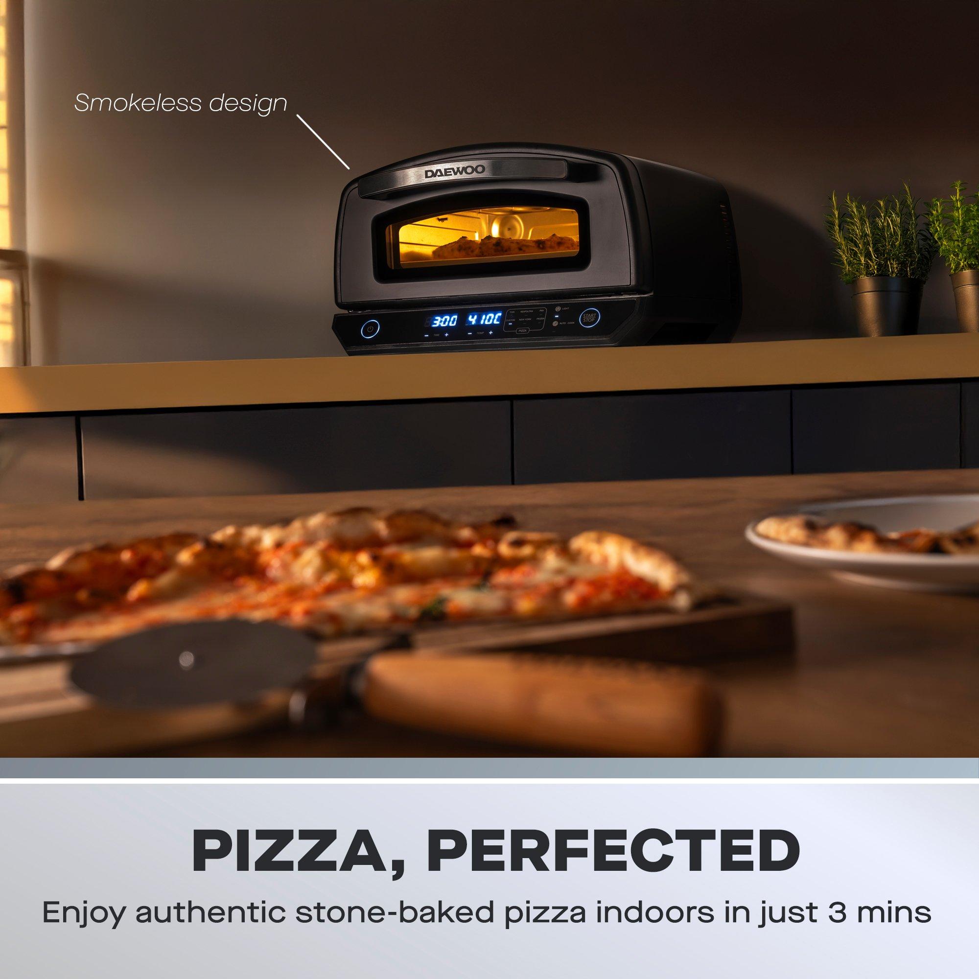 Black - Daewoo Electricals - NapoliCasa 12” Indoor Electric Pizza Oven - 3