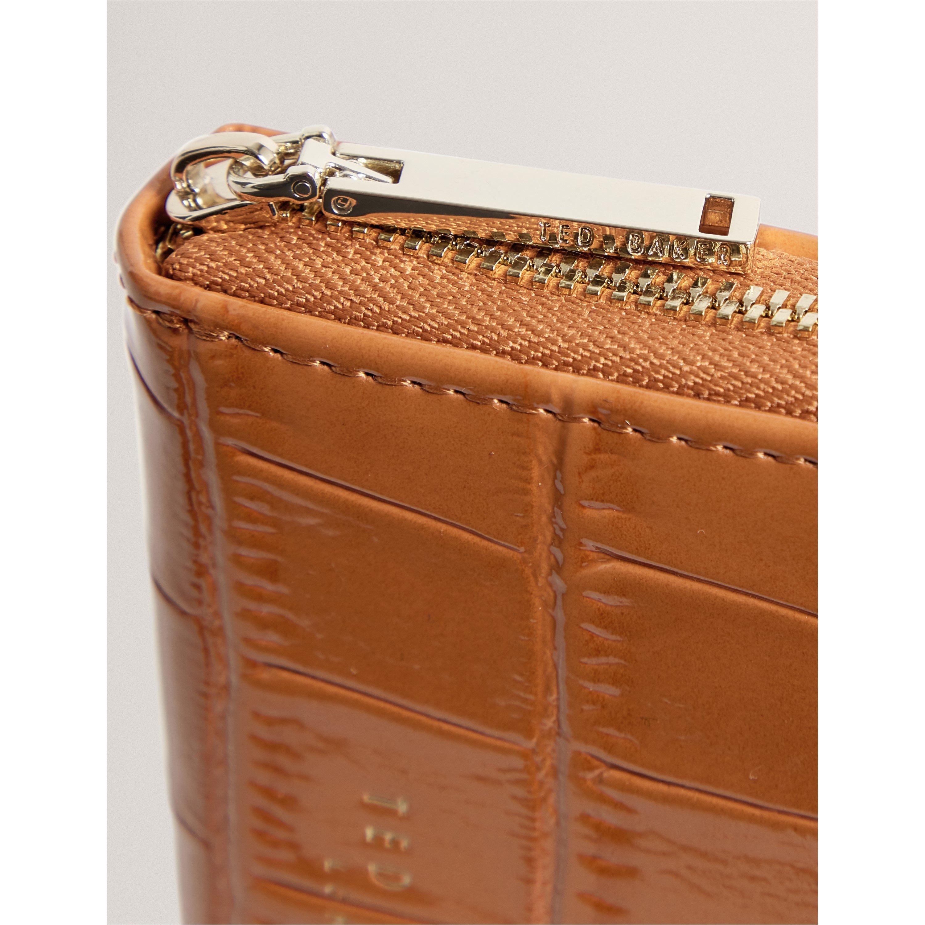 Tan - Ted Baker - Ted Croc Zip Wallet Ld61 - 3