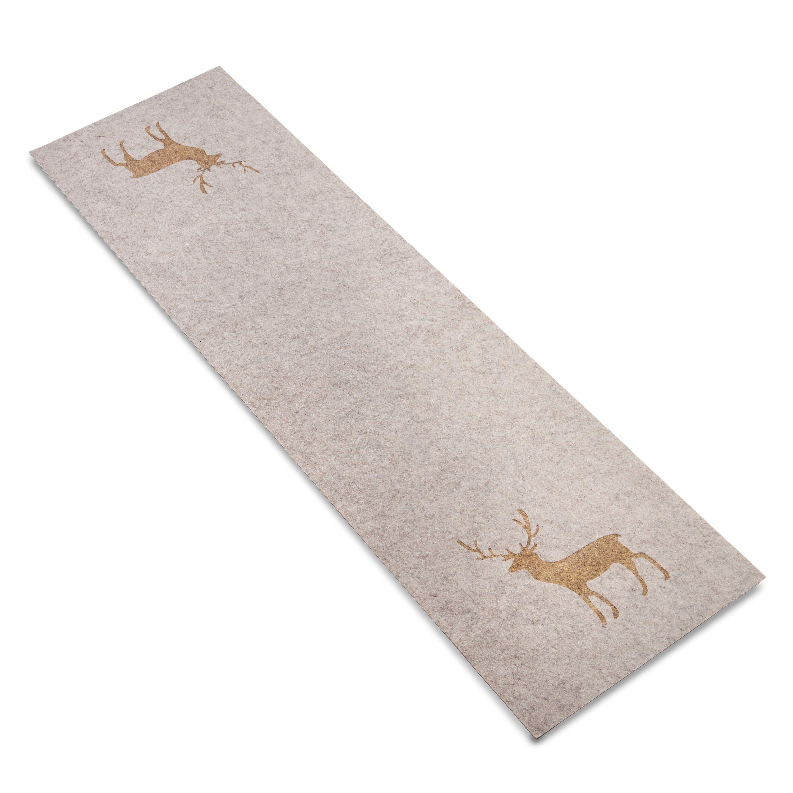 Beige - Alan Symonds - Gold Stag Beige Felt Table Runner - 1