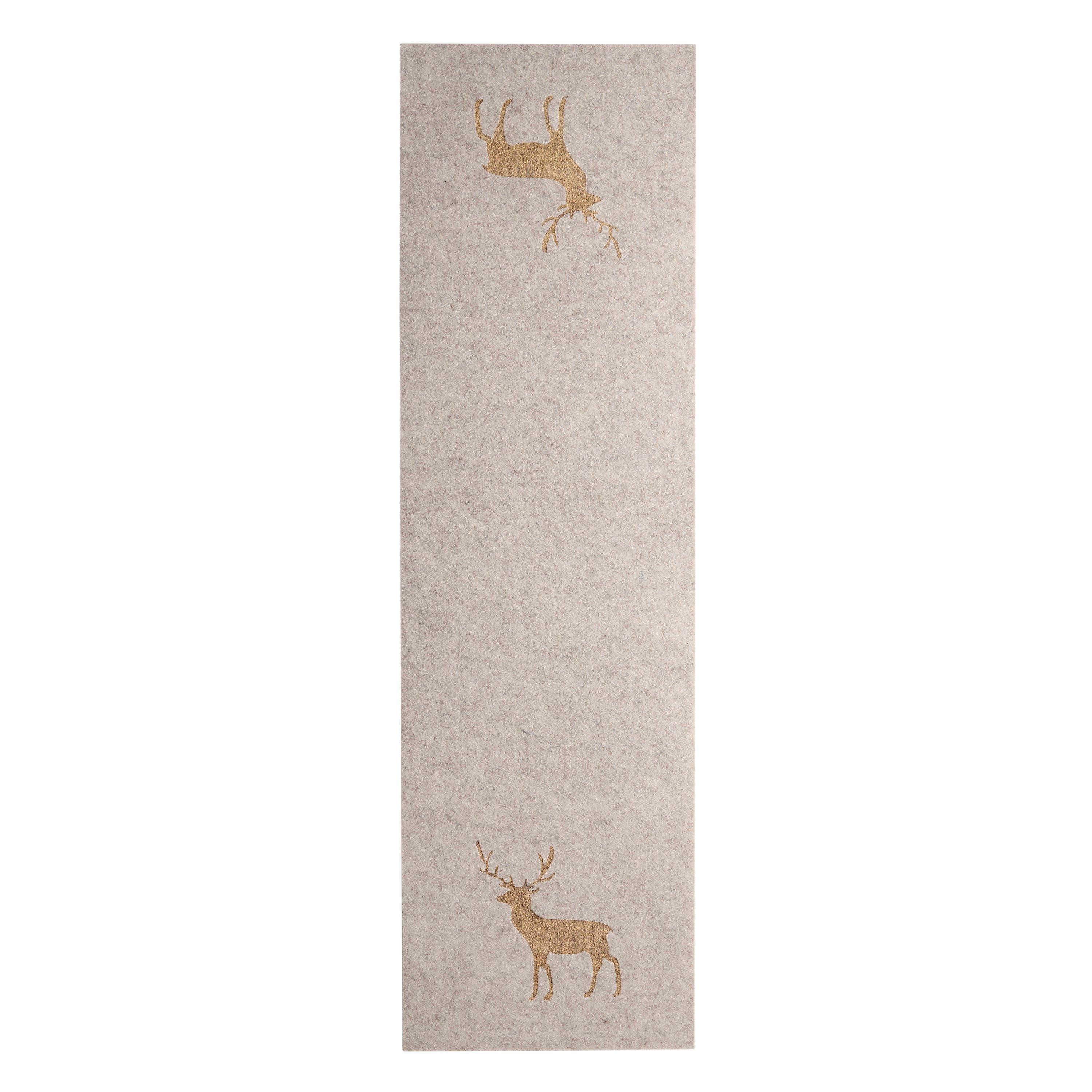 Beige - Alan Symonds - Gold Stag Beige Felt Table Runner - 2