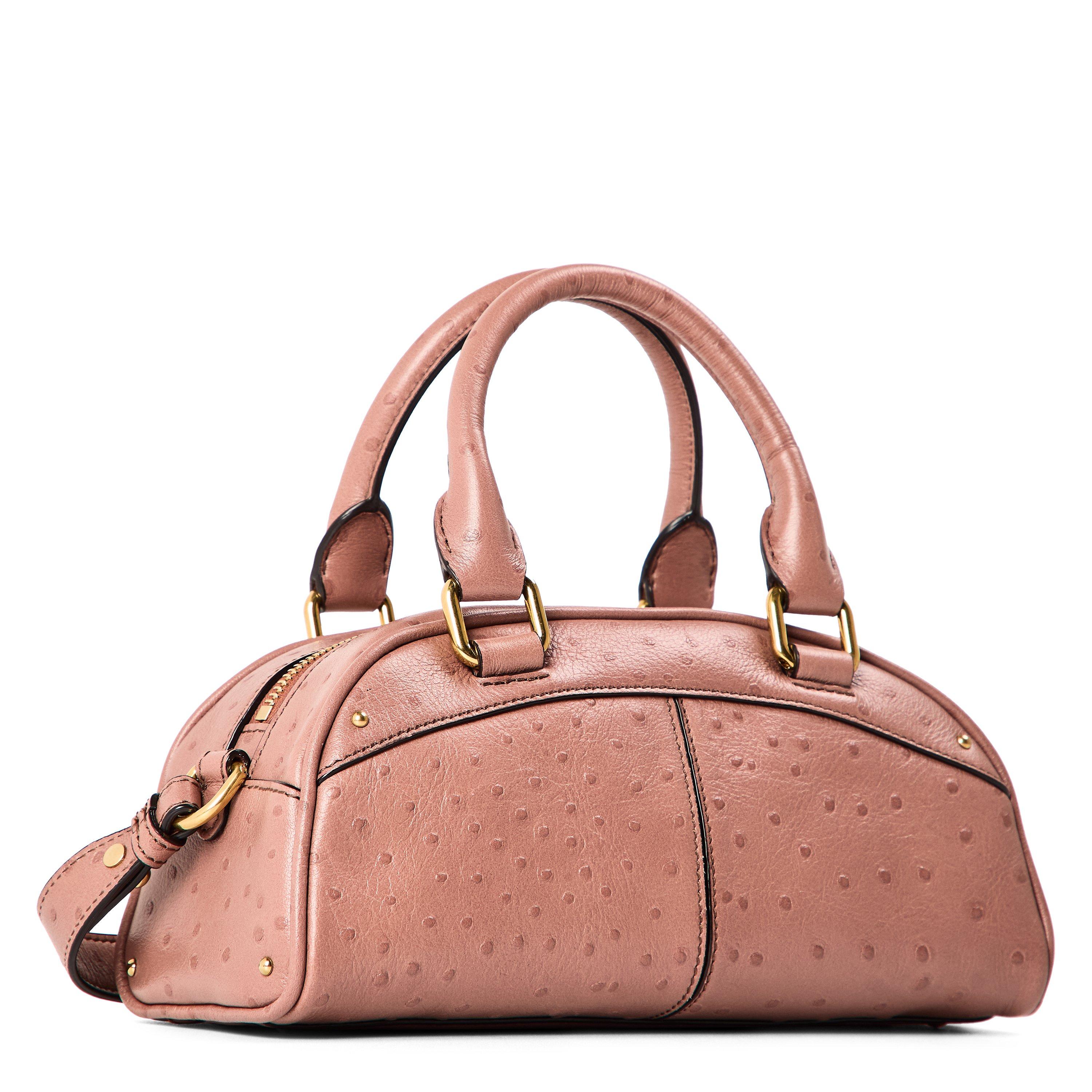 Nougat - Chloe - Women's Ostrich Bowling Top Handle Bag - 2