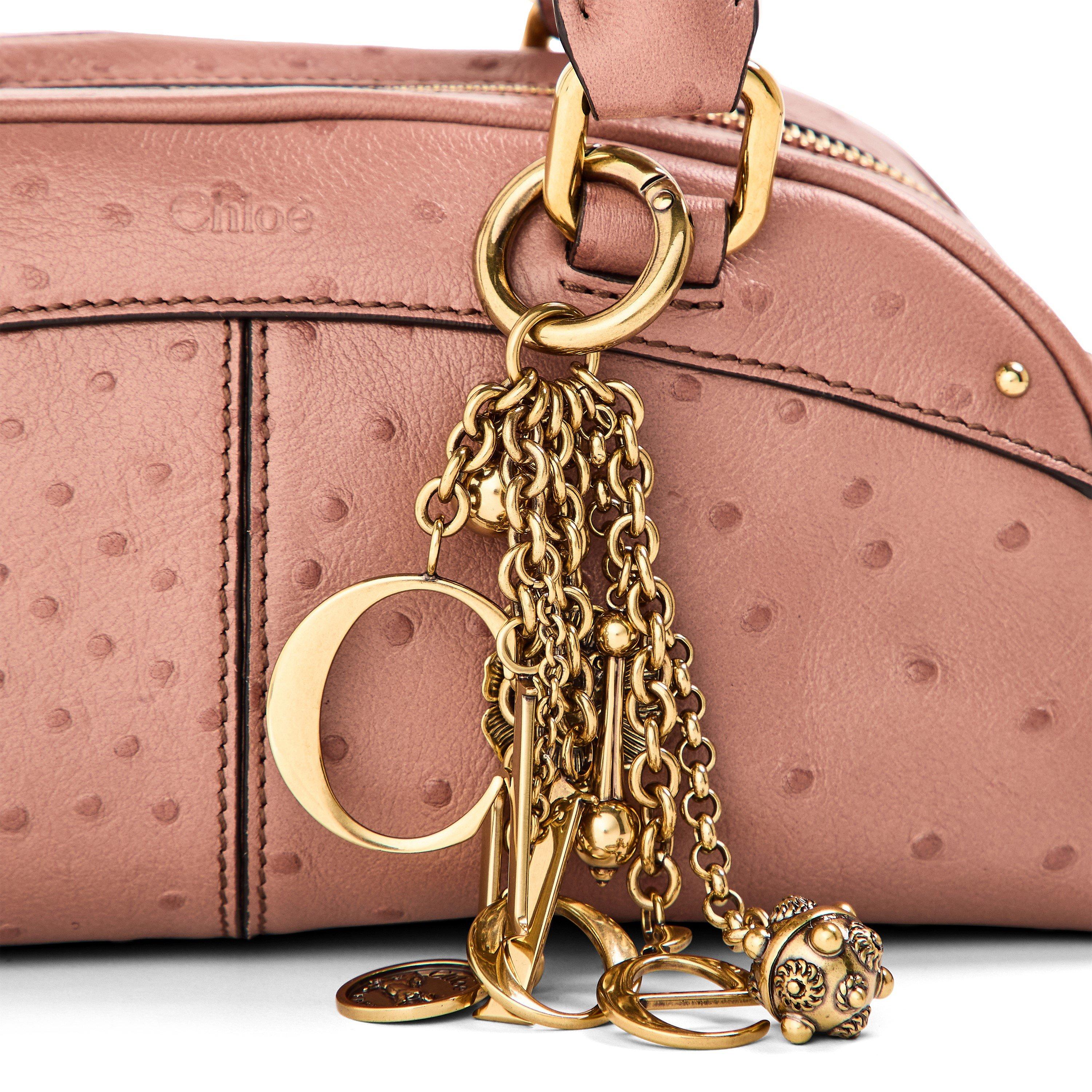 Nougat - Chloe - Women's Ostrich Bowling Top Handle Bag - 3