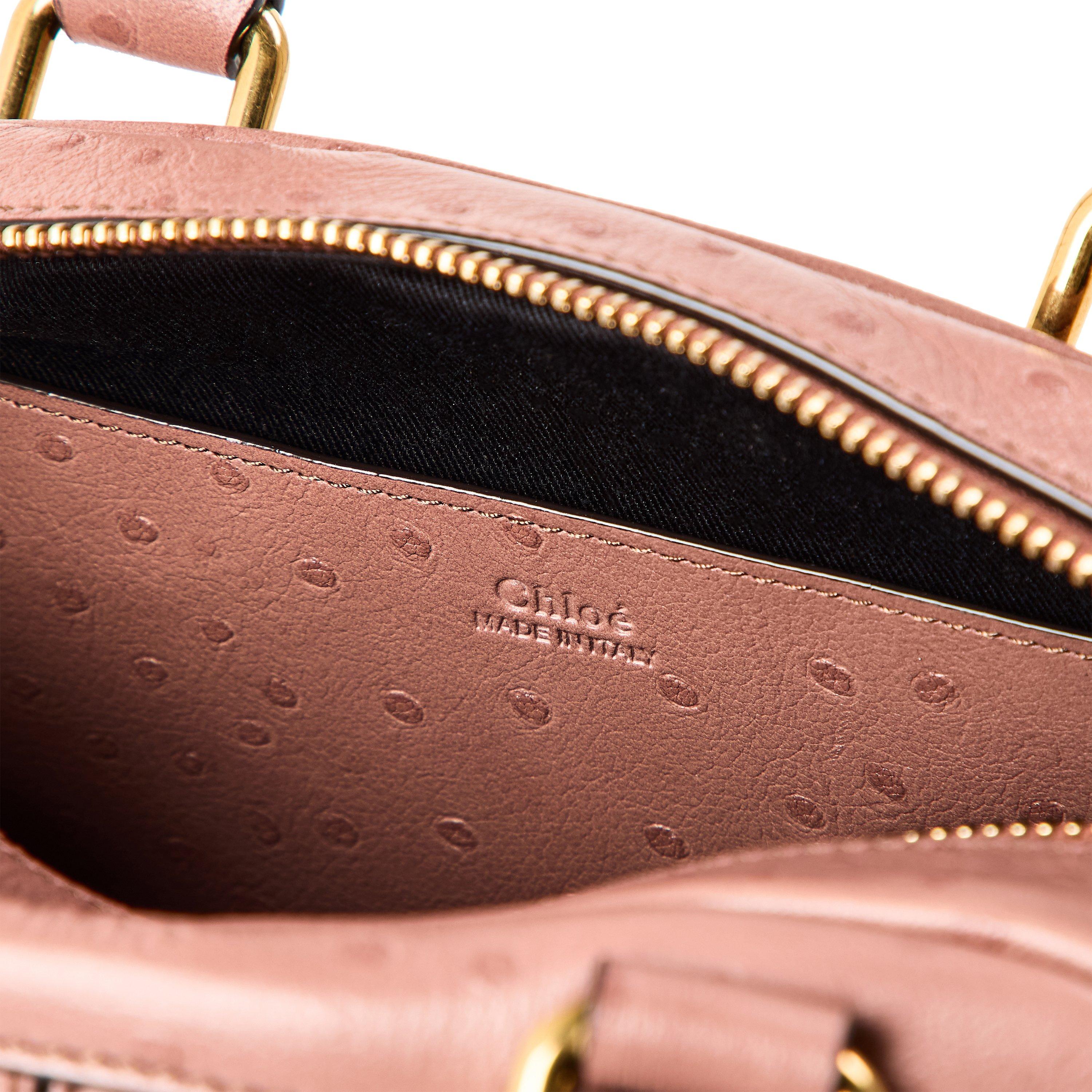 Nougat - Chloe - Women's Ostrich Bowling Top Handle Bag - 4