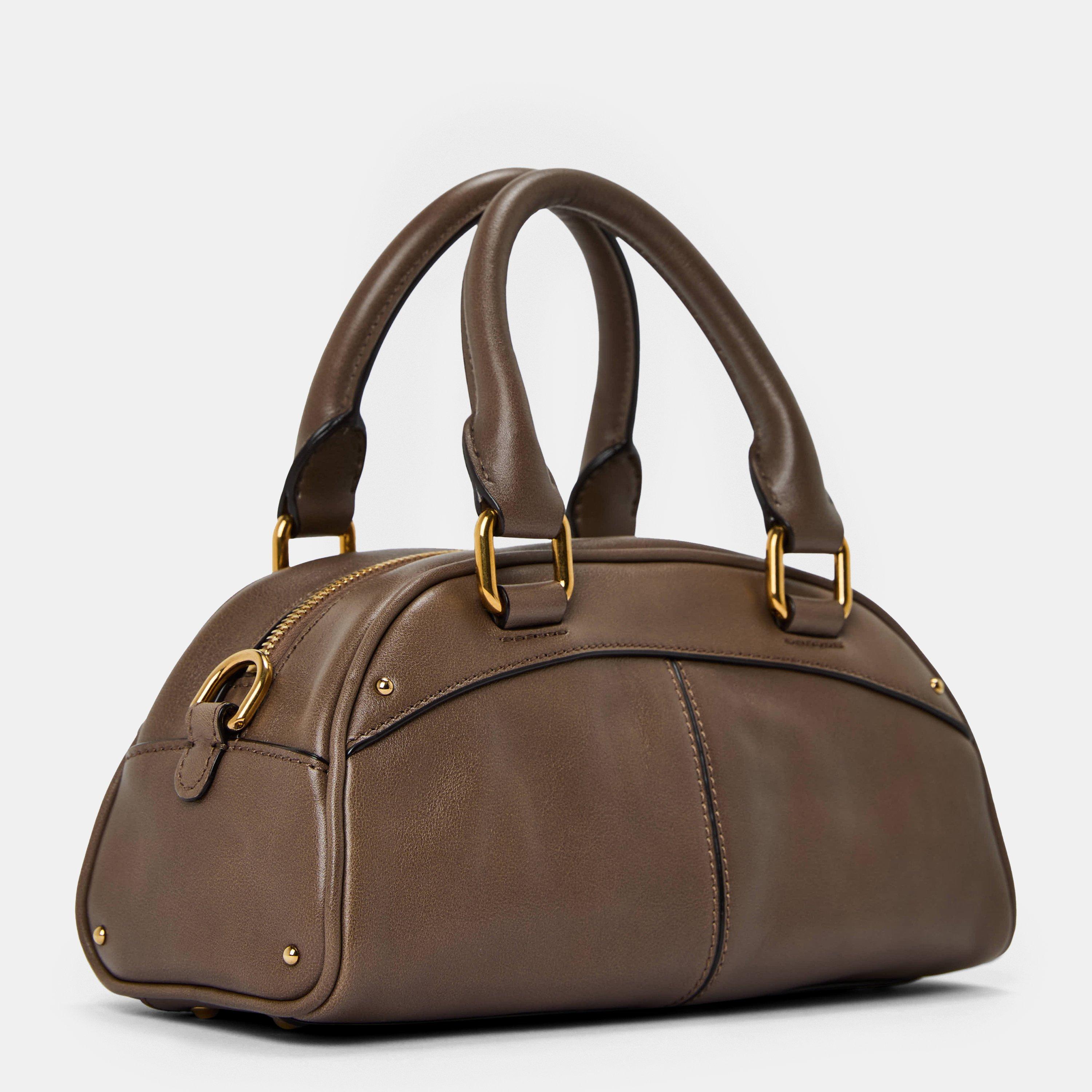 Deep Taupe - Chloe - Women's Bowling Top Handle Bag - 2