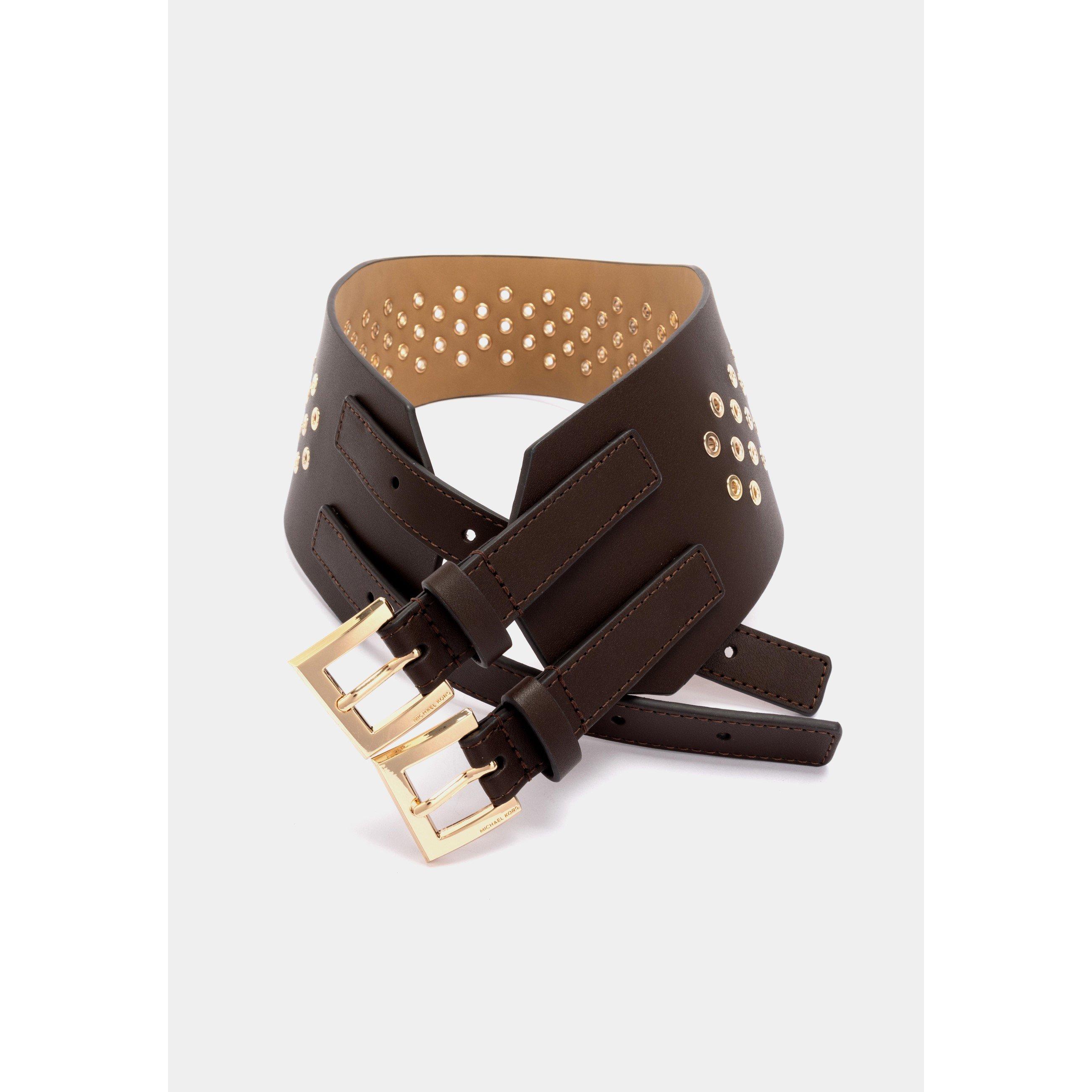 Chocolate - Michael Kors - Adults Wide Leather Belt - 2