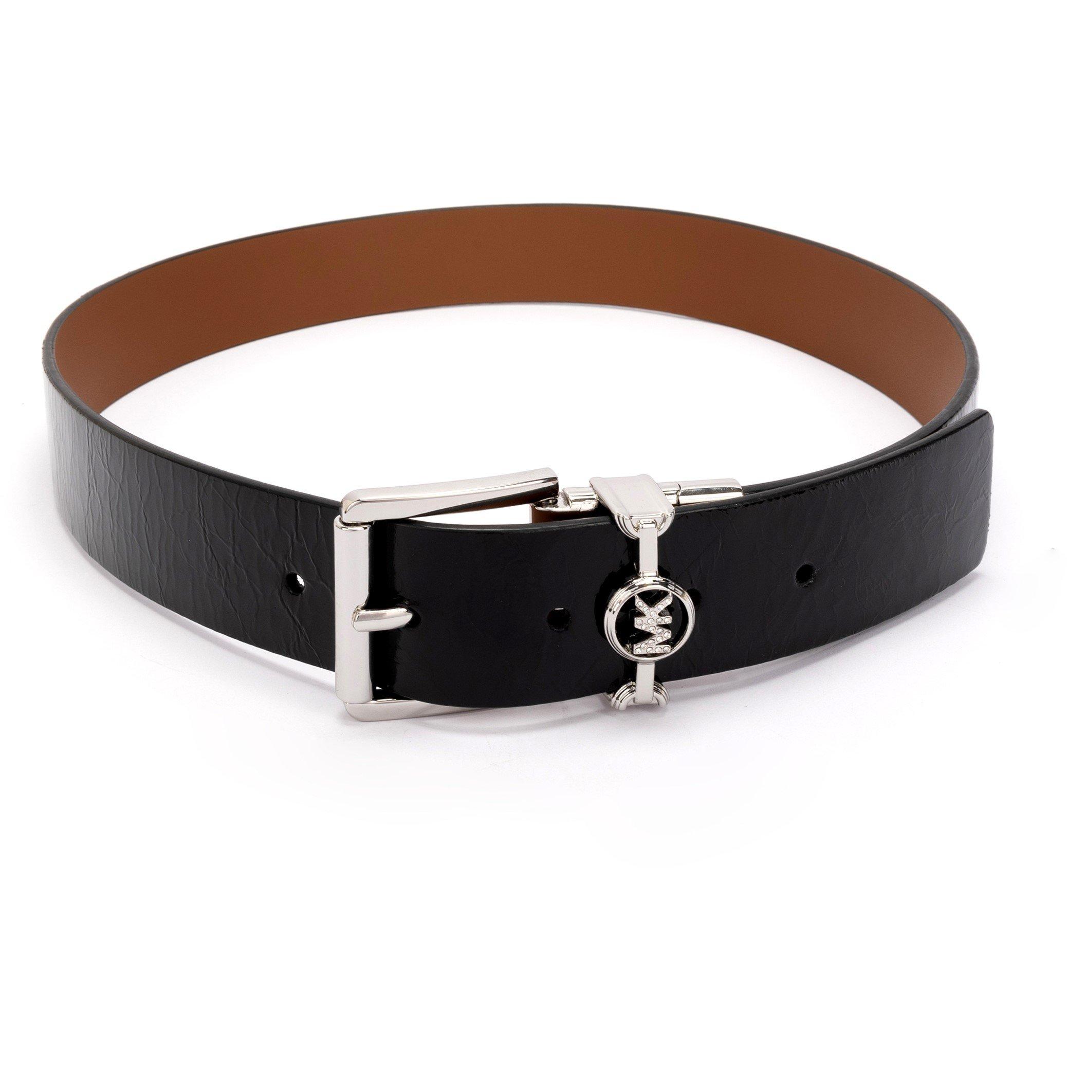 Black - Michael Kors - Adults Metallic Leather Belt - 2