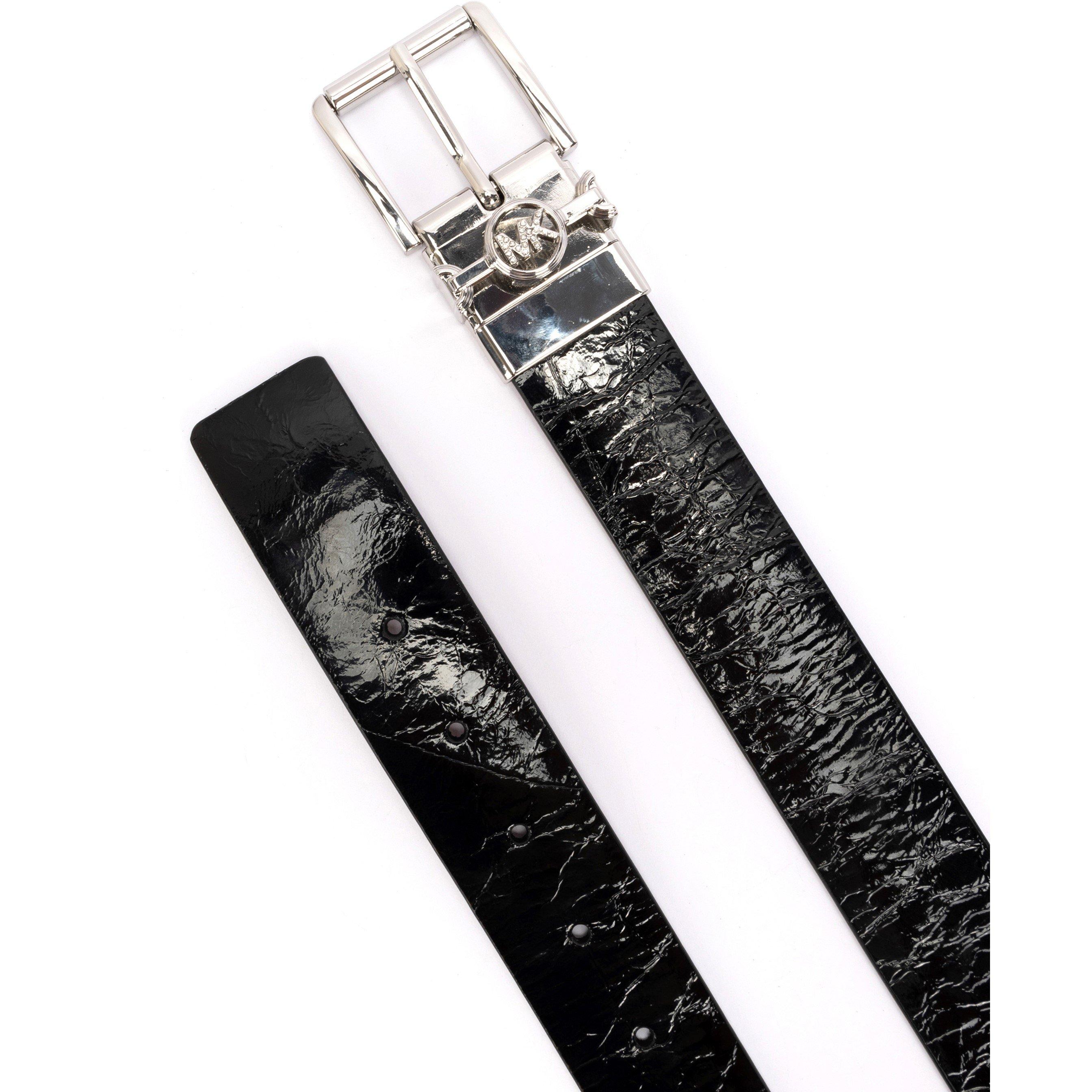 Black - Michael Kors - Adults Metallic Leather Belt - 3